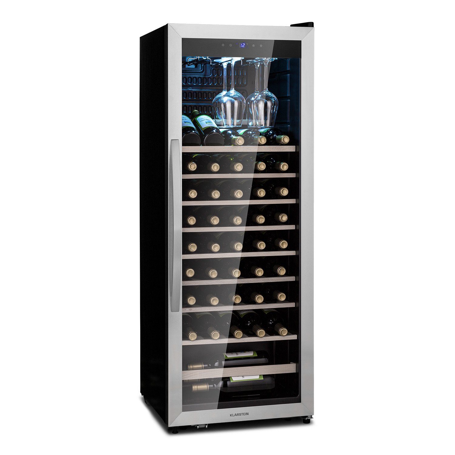 Klarstein Weinkühlschrank Vinamour 46 Uno, Weintemperierschrank für 0,75l,Wein Standardflaschen Kühlschrank á Flaschenkühlschrank Weinschrank 46