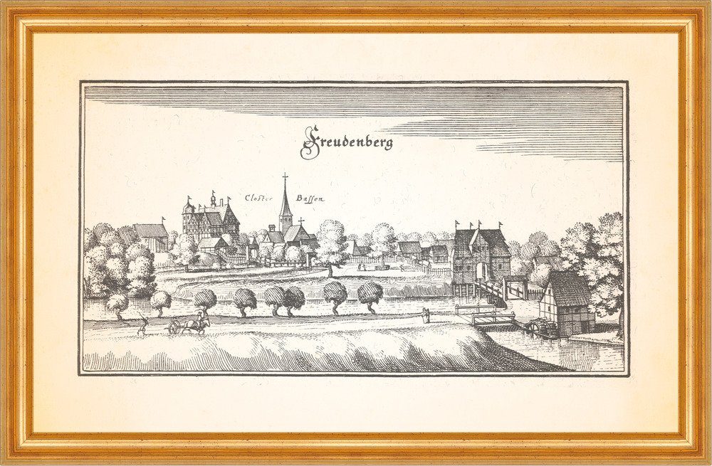 Kunstdruck Freudenberg Amtssitz Burg Wassermühle Bassen Kupferstich Merian 0459 G