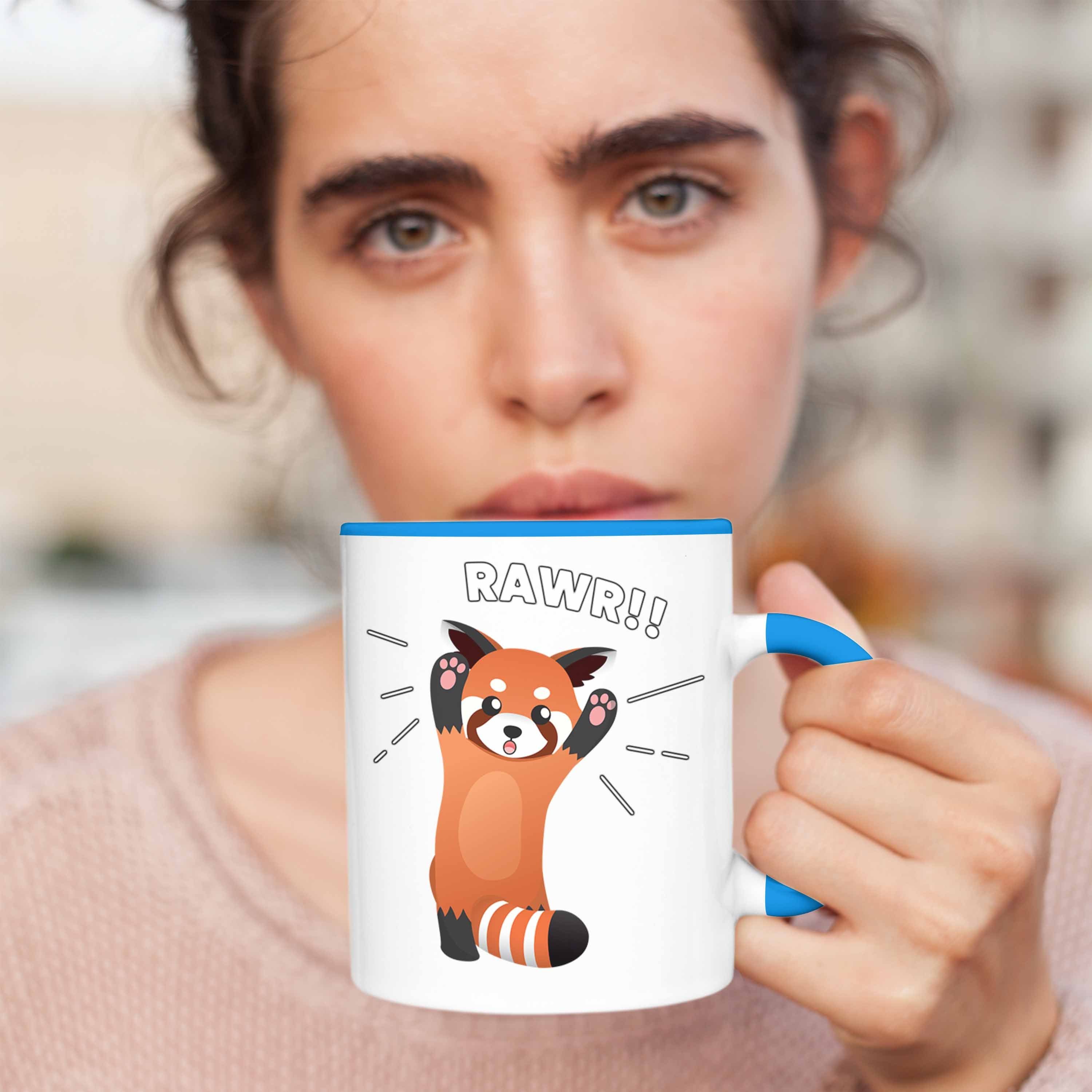 Jungs Grafik Tasse Trendation Tasse Rawr Kinder Lustige für Mädchen Trendation Geschenkidee Blau Roter Panda -