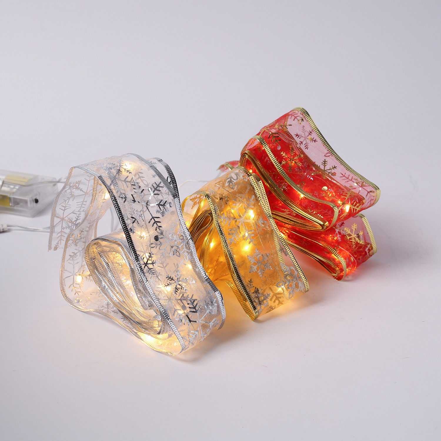 MARELIDA LED-Lichterkette LED Seidenband Geschenkband Schleifenband 30 LED 2,7m Batterie, 30-flammig – Bild 5 von 5