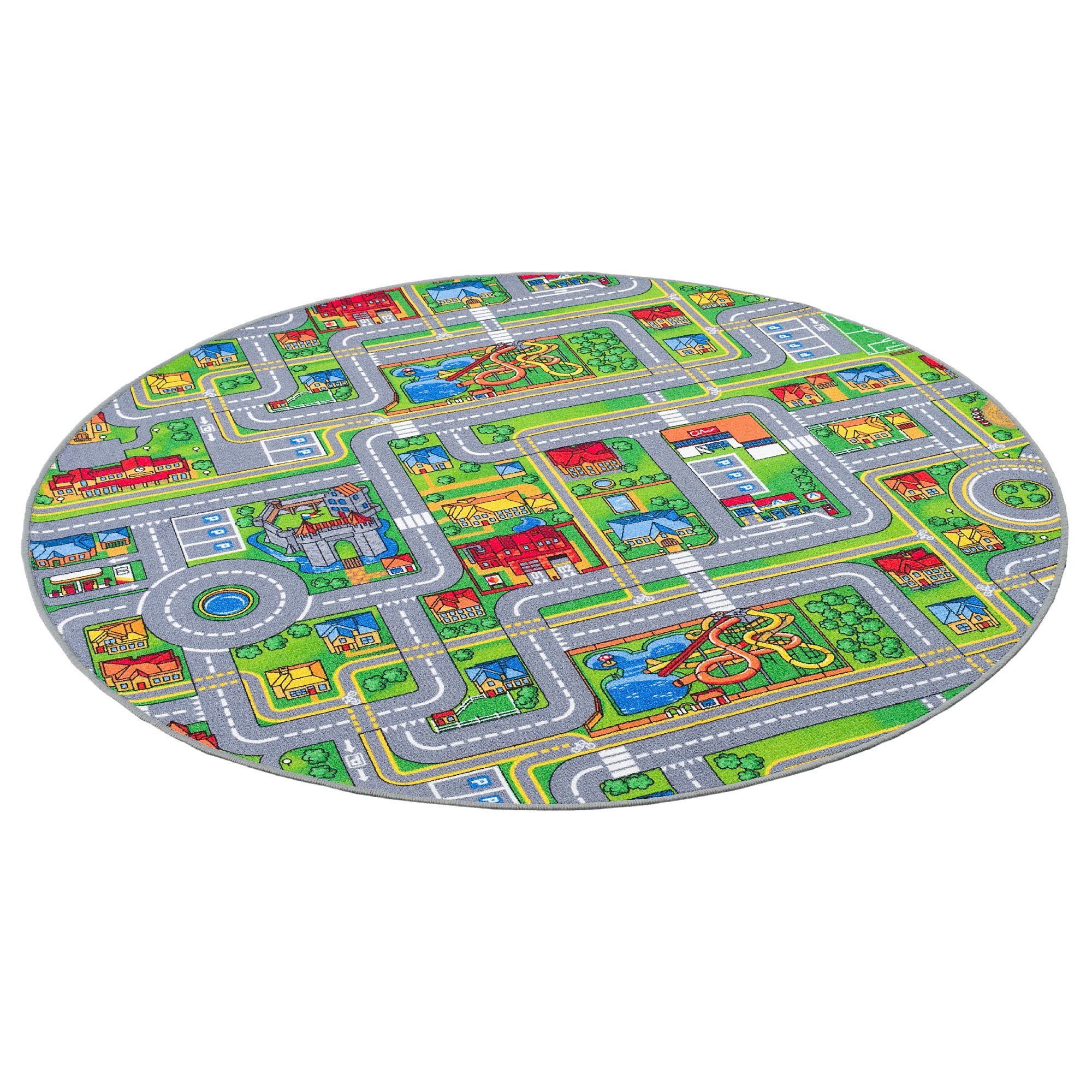 Snapstyle Kinderteppich Kinder Spiel Teppich Abenteuerland Bunt Rund, Rund, Höhe: 4 mm – Bild 5 von 5