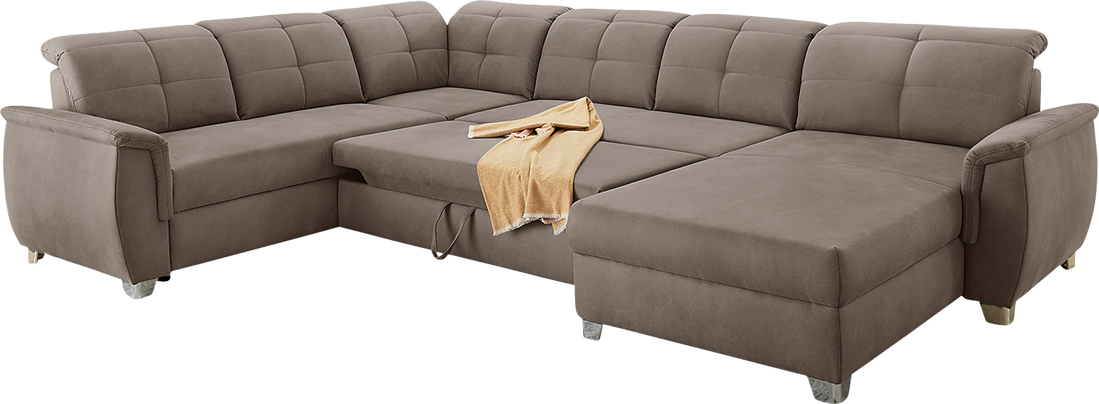 Jockenhöfer Gruppe Wohnlandschaft Livorno U-Form, B: 354 cm, mit Schlaffunktion, Bettkasten, Kopfteilverstellung & Zierkissen – Bild 4 von 5