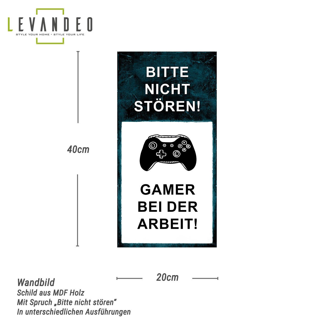 Levandeo® Wandbild, Wandbild 20x40cm Gamer Spruch günstig online kaufen