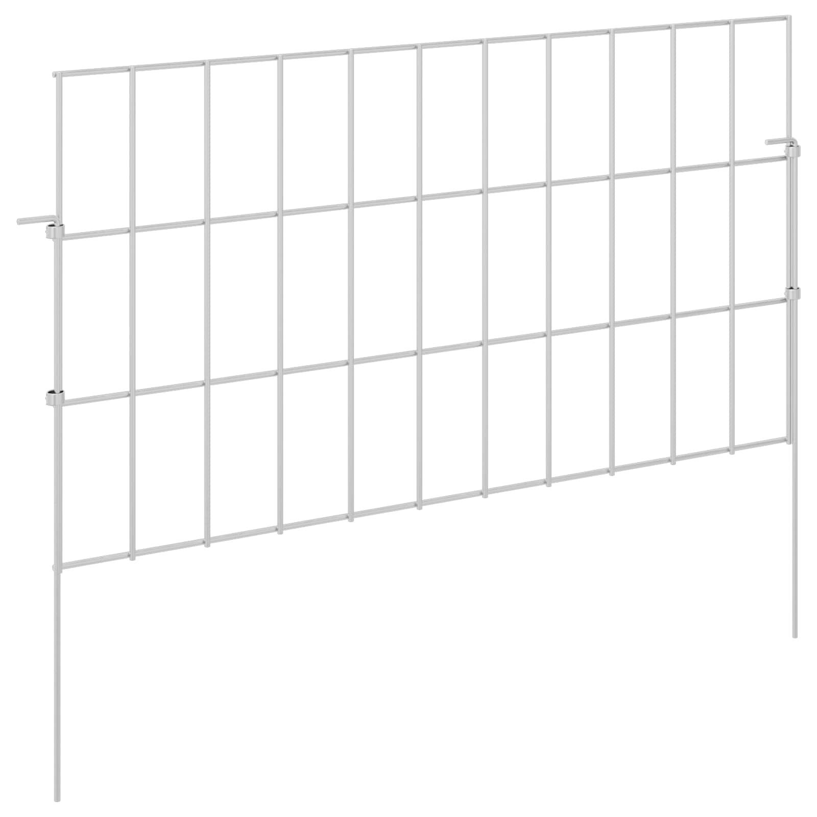 vidaXL Gartenzaun Gartenzaun mit Pfählen 24 pcs 55 x 30 cm Mesh Verzinkter Stahl, (24-St)
