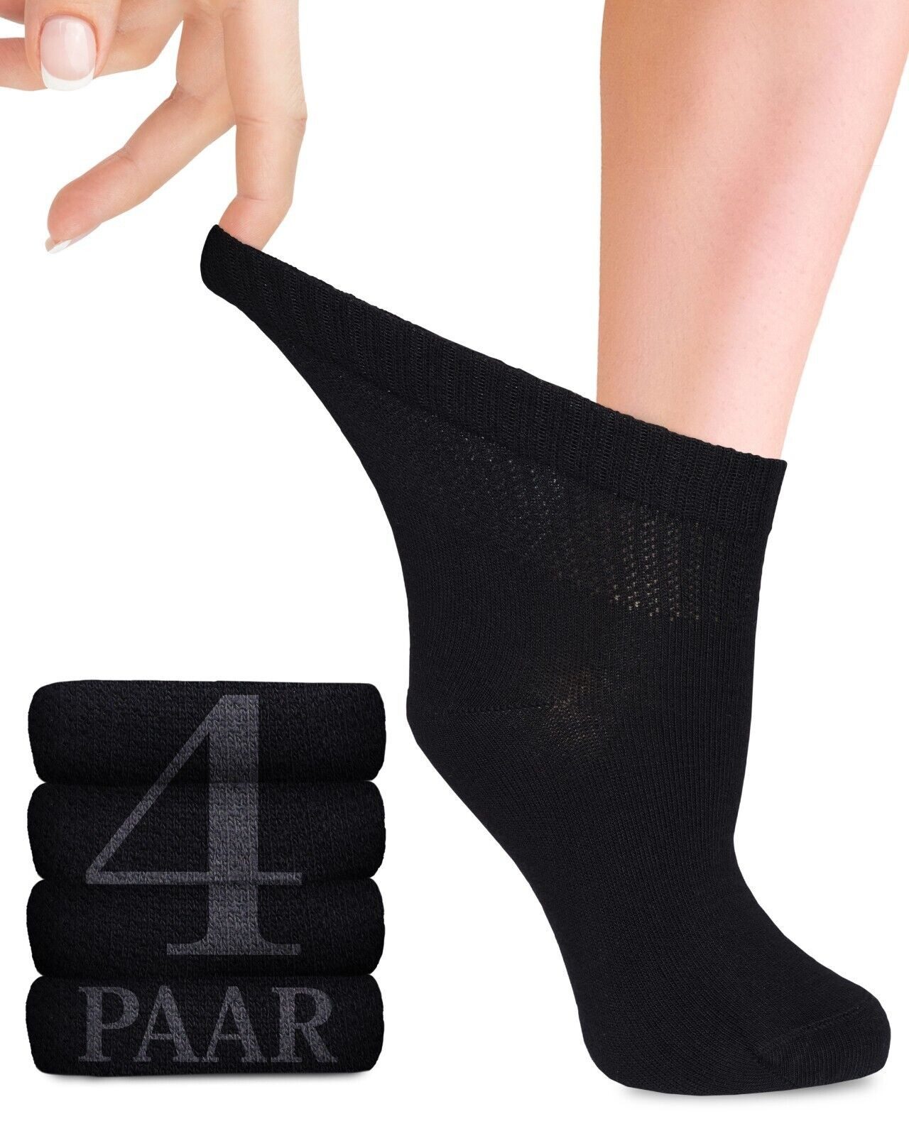 Fiera Besa Diabetikersocken Diabetiker Socken Damen mit Lycra, 4 Paar, Knöchelhoch