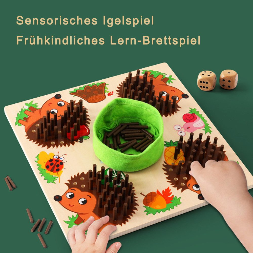 CLTYQ Lernspielzeug Holz Igel Steckspiel, Montessori Mathe-Spielzeug, Feinmotorik Training, Perfektes Lernspiel für Zuhause, Kindergarten oder unterwegs