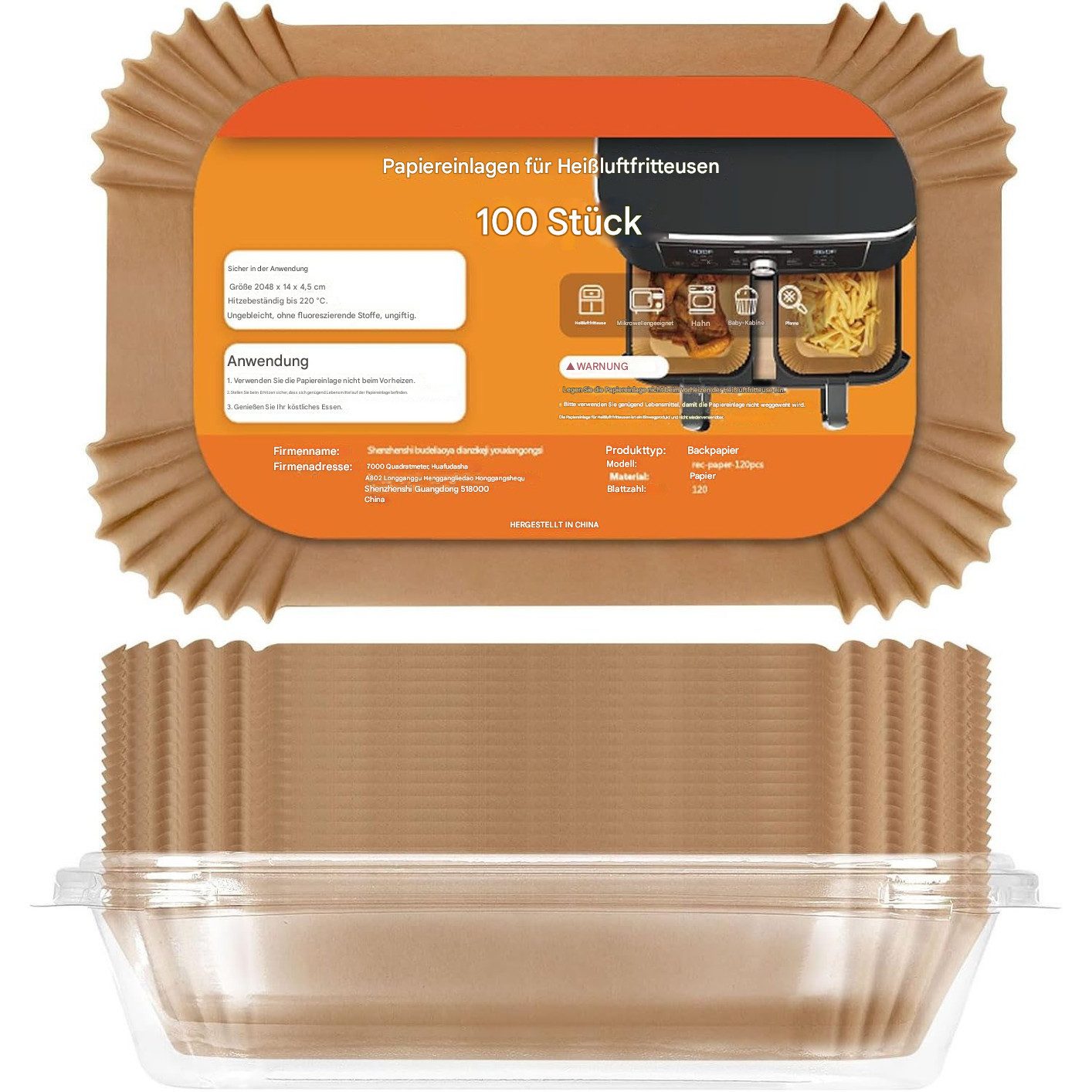 Backpapier für Ninja Heißluftfritteuse Zubehör Airfryer AF300&400EU 100 Stück