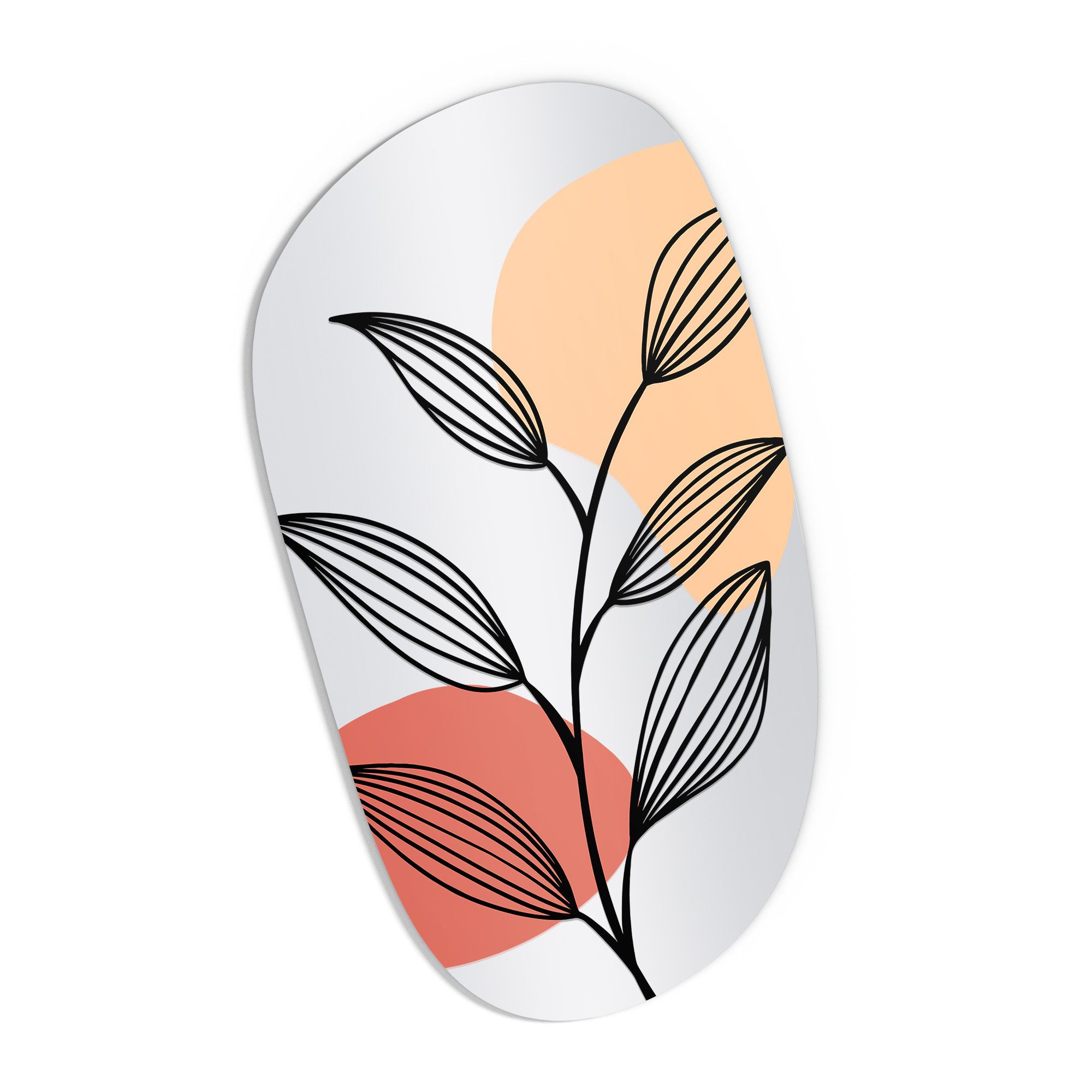 DEQORI Wandspiegel 'Blatt in Balance', Spiegel organisch geformt selbstklebend Wand Wohnzimmer Flur groß XXL