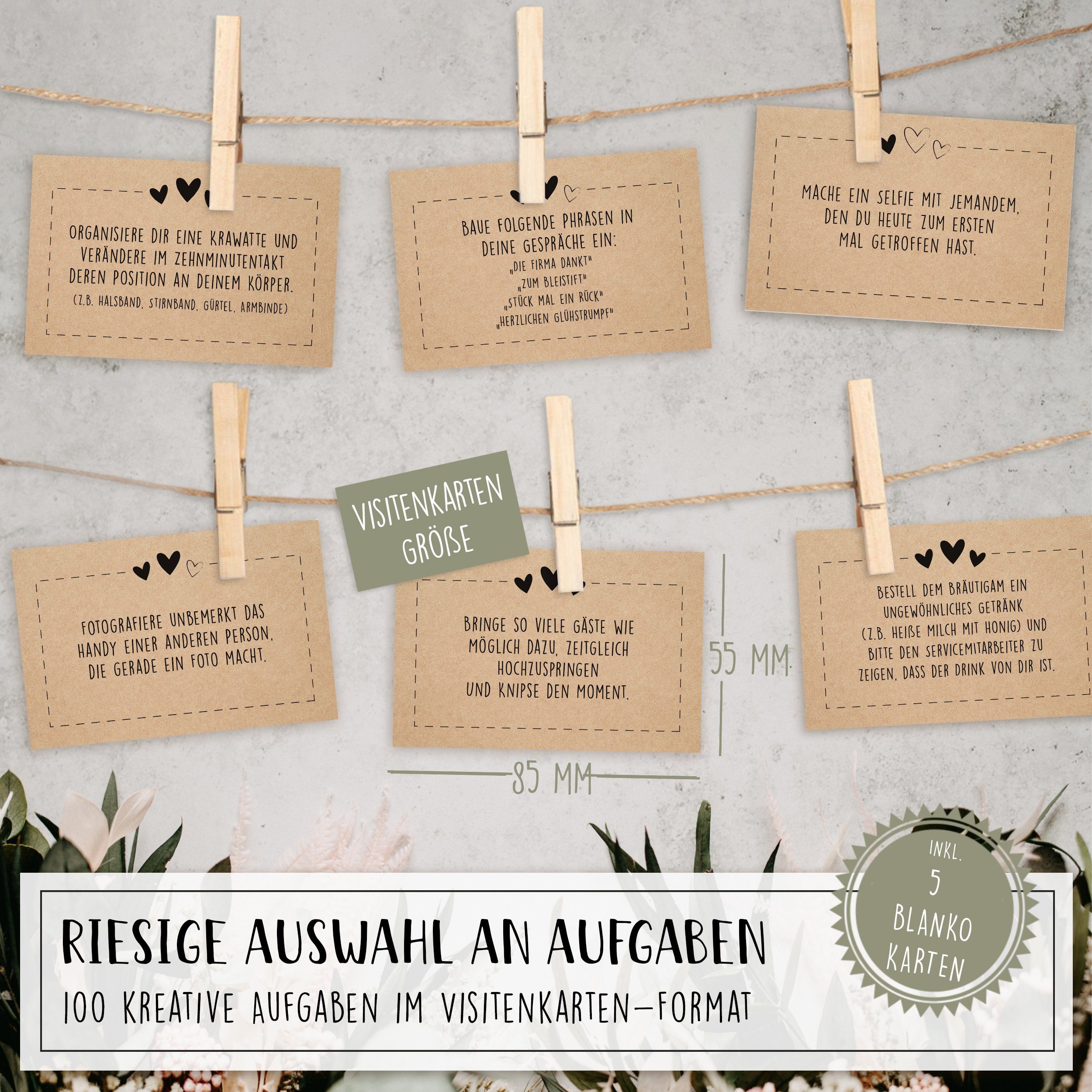 Hyggelig Home Hochzeitskarte 100 Hochzeits Aufgaben Karten, Hochzeitsspiel, Fotospiel, Kreative Aufgaben, Qualitätsdruck Dickes Papier