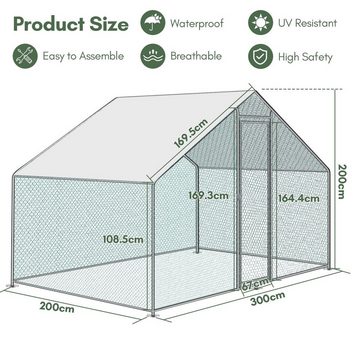 Randaco Freigehege Freilaufgehege 3x2x2m - Metall Hühnerstall 6 m² mit Tür & Riegel