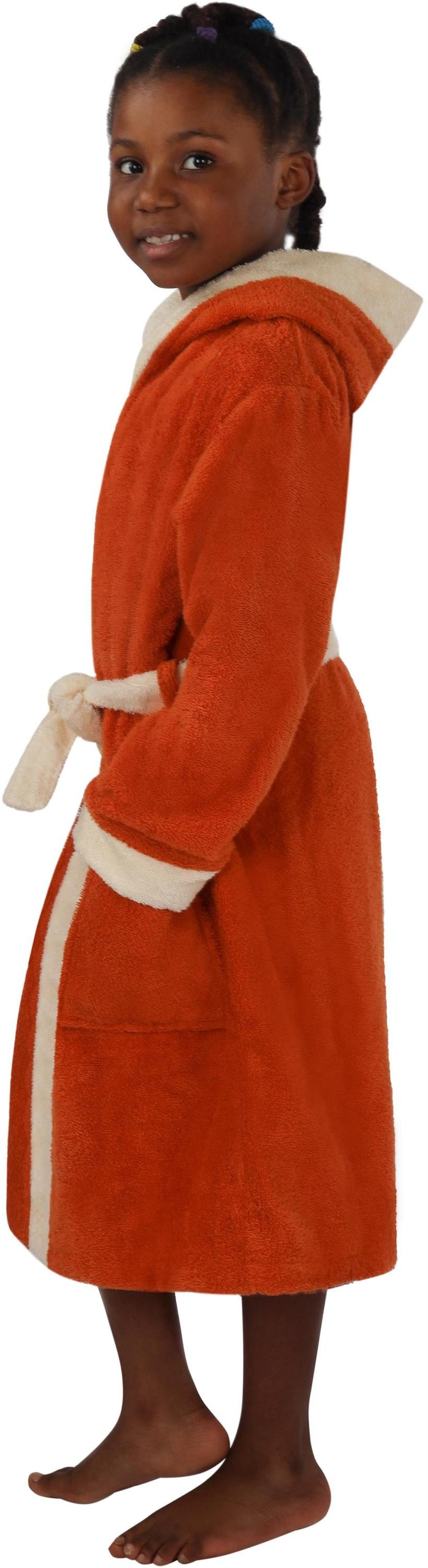 normani Kinderbademantel Frottee Kinderbademantel aus Bio-Baumwolle, Bio-Baumwolle, Kapuze, Bindegürtel, Kapuzenbademantel für Kids