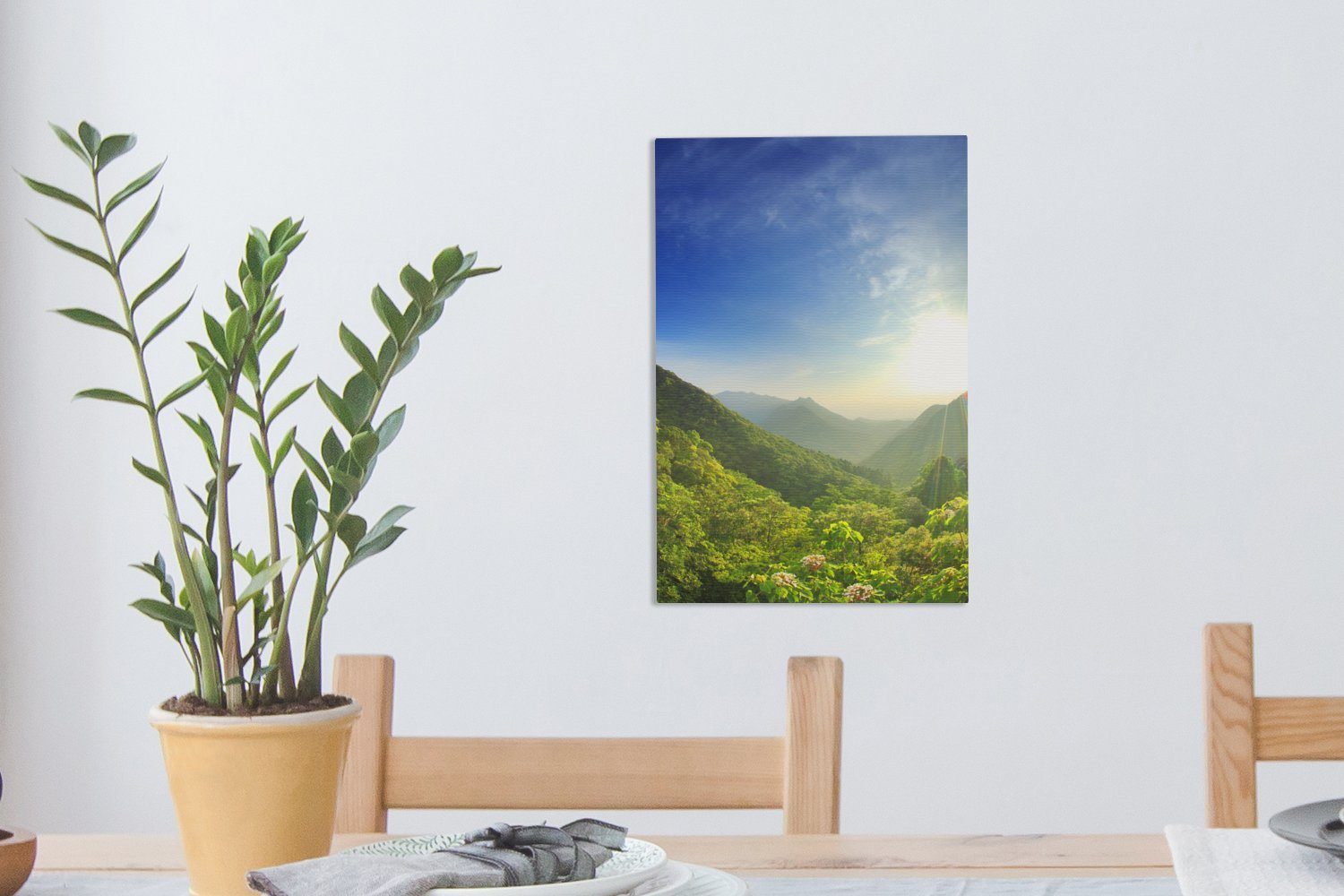 OneMillionCanvasses® Leinwandbild in Berghang auf 20x30 cm und Leinwandbild am inkl. Wälder Yakushima Gemälde, Zackenaufhänger, Blumen fertig (1 Asien, St), bespannt