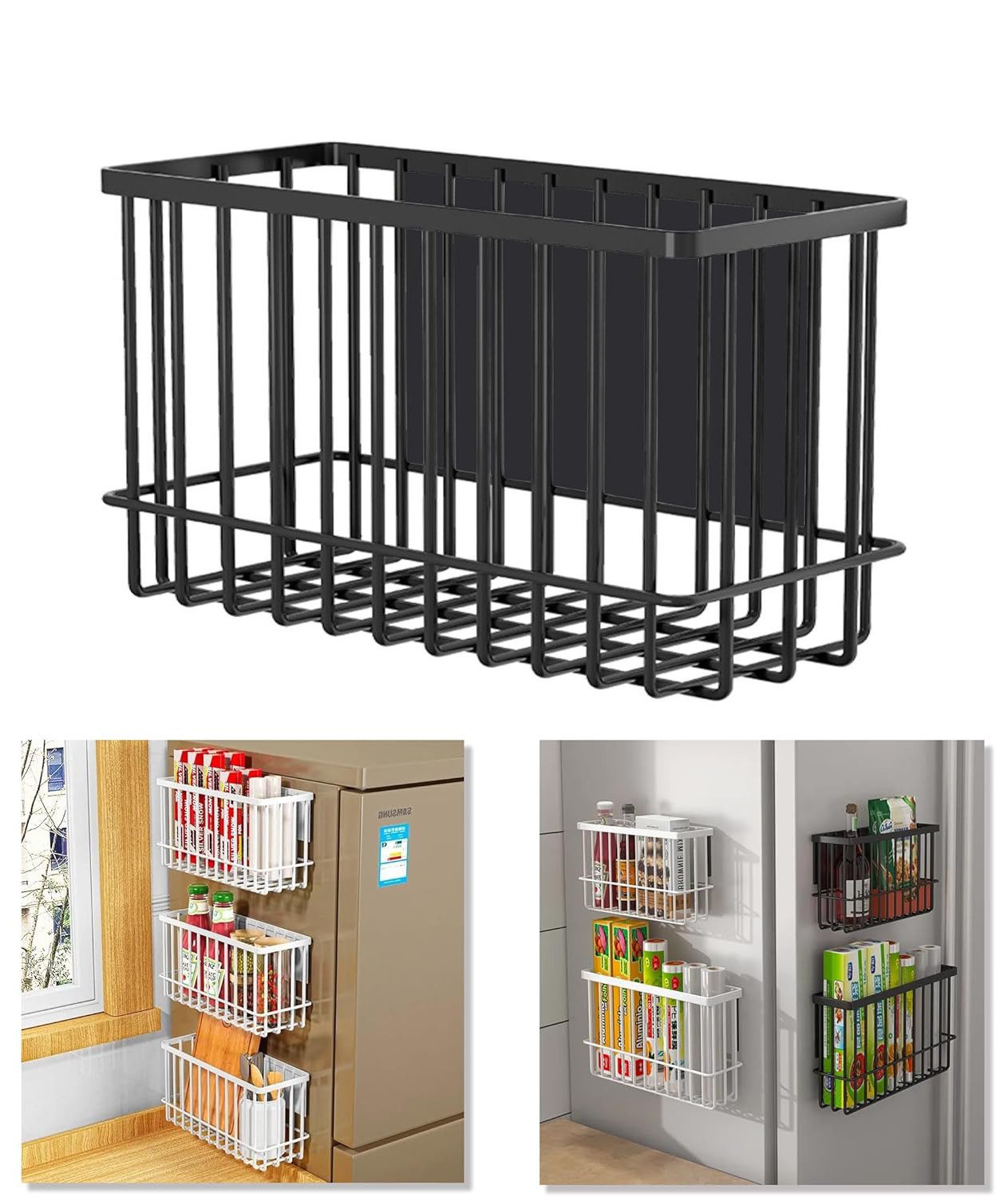 Hängeaufbewahrung Magnetischer Metallkorb-Organizer, magnetisches Korb-Regal mit Haken