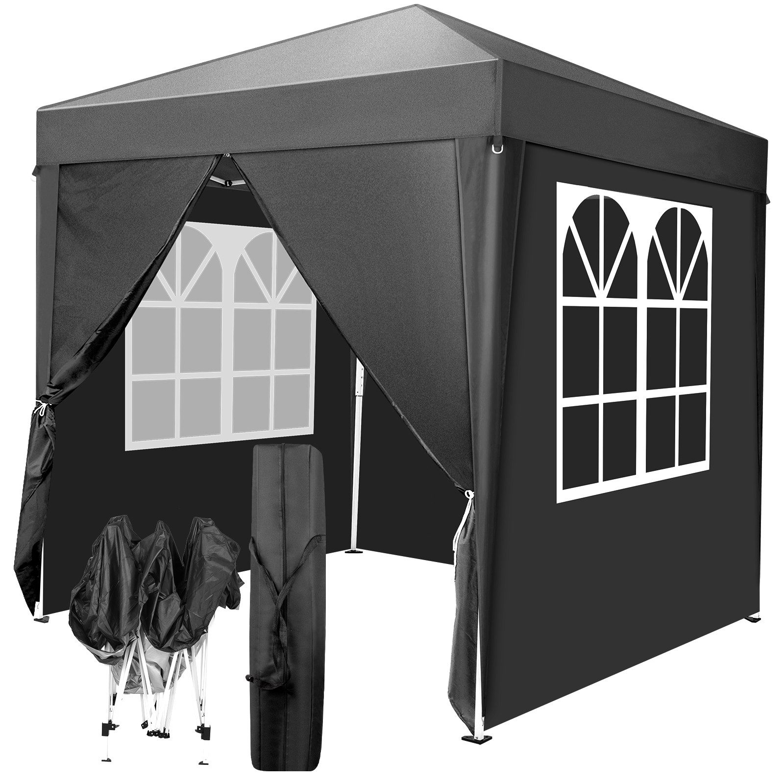 LALAHO Faltpavillon Partyzelt Pop Up Pavillon 2x2m,mit 4 Seitenwänden Gartenpavillon, mit 4 Seitenteilen, höhenverstellbar,mit Tragetasche,für Garten Festival, UV Schutz 50+