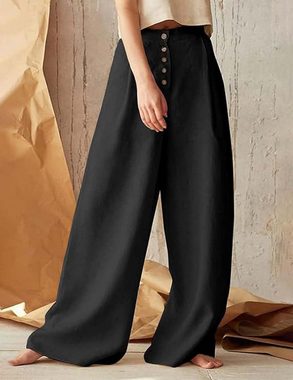 FIDDY Relaxhose Damen Sommer Casual Knopf Weites Bein Hosen Trousers