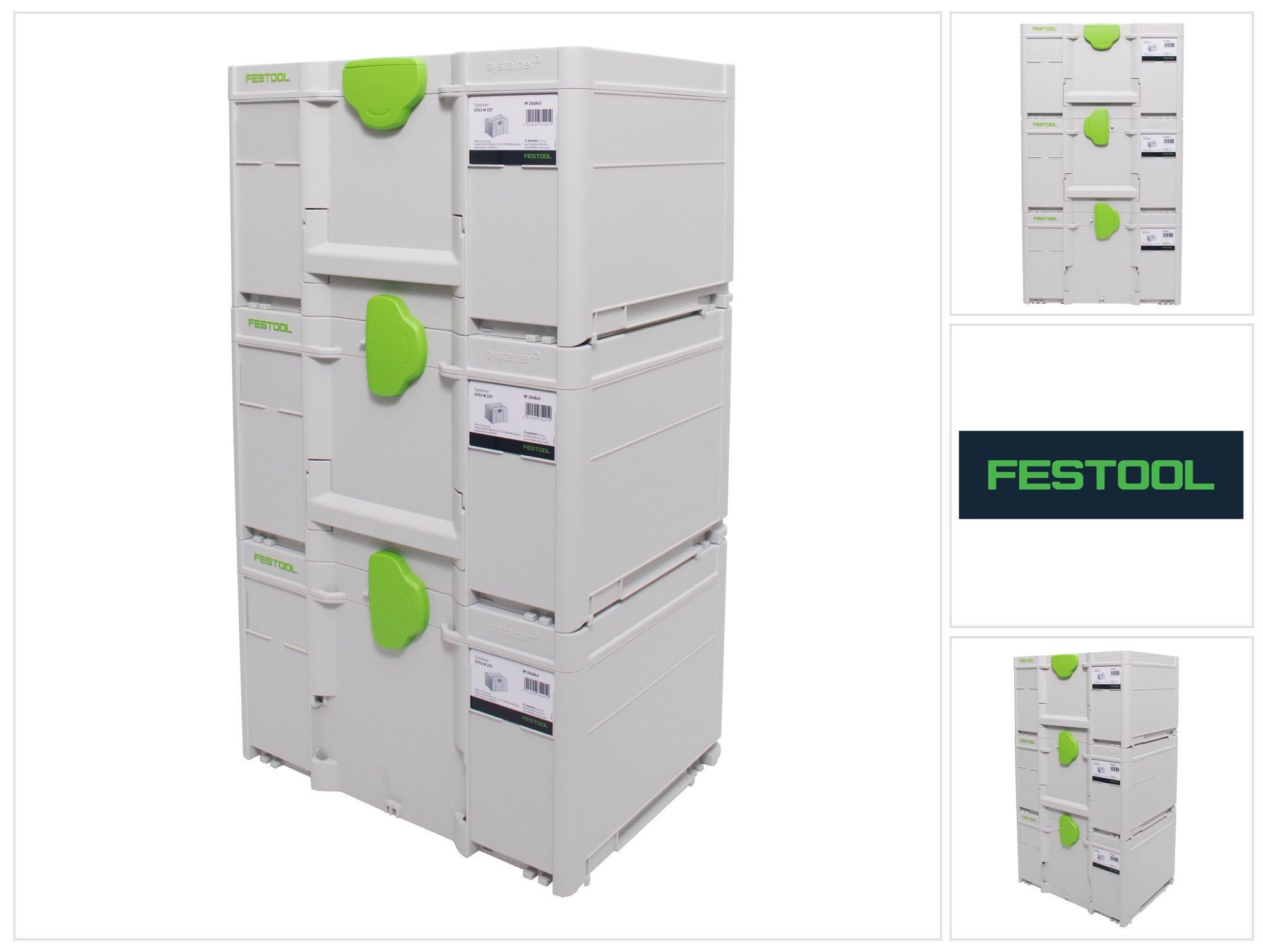 FESTOOL Werkzeugkoffer Systainer Set 3x SYS3 M 237 (3x 204843) 21,4 Liter 396x296x237mm