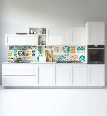 MyMaxxi Dekorationsfolie Küchenrückwand Bunte Symbole selbstklebend Spritzschutz Folie