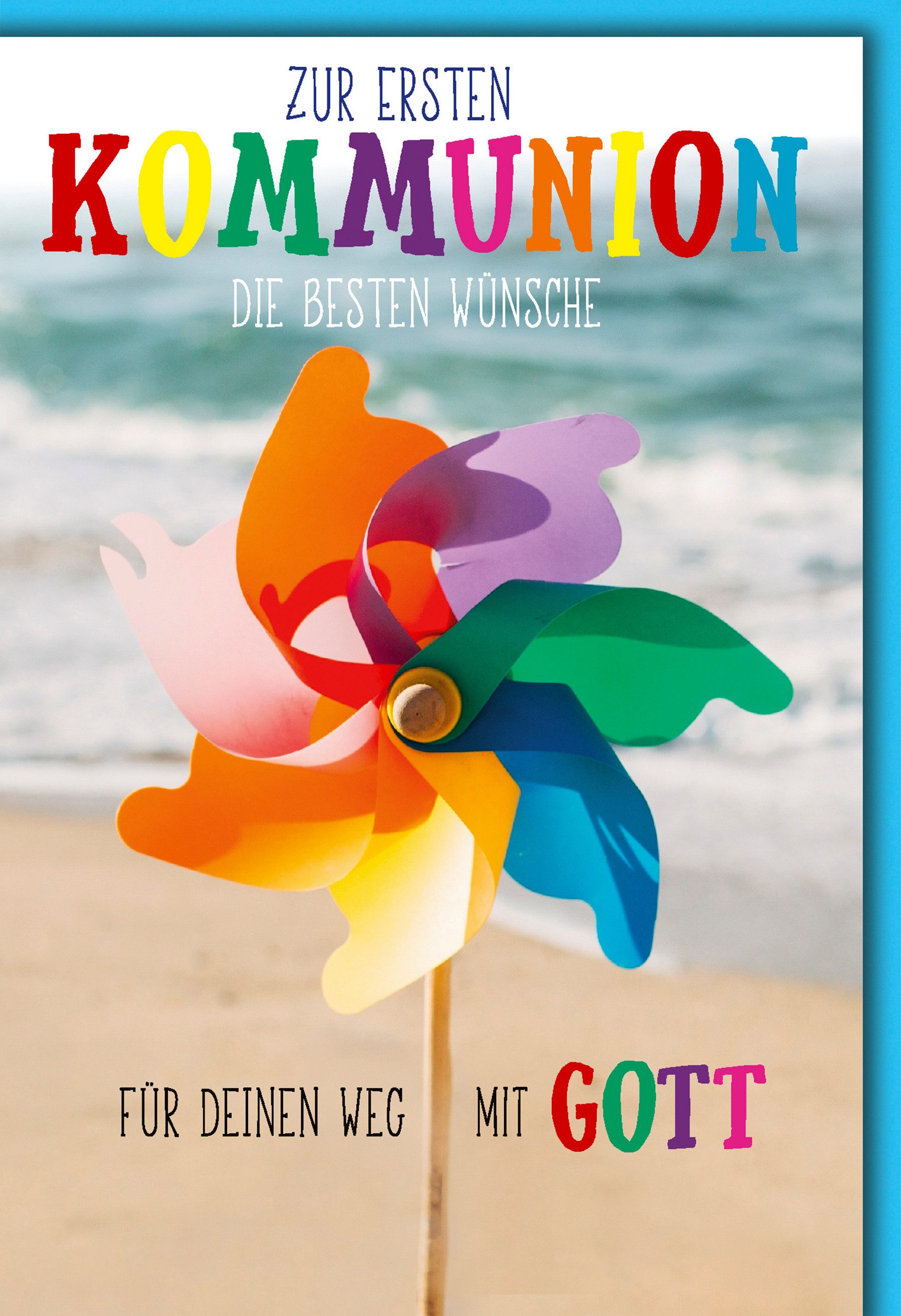 Verlag Dominique Grußkarten Kommunion Karte mit Umschlag Windspiel