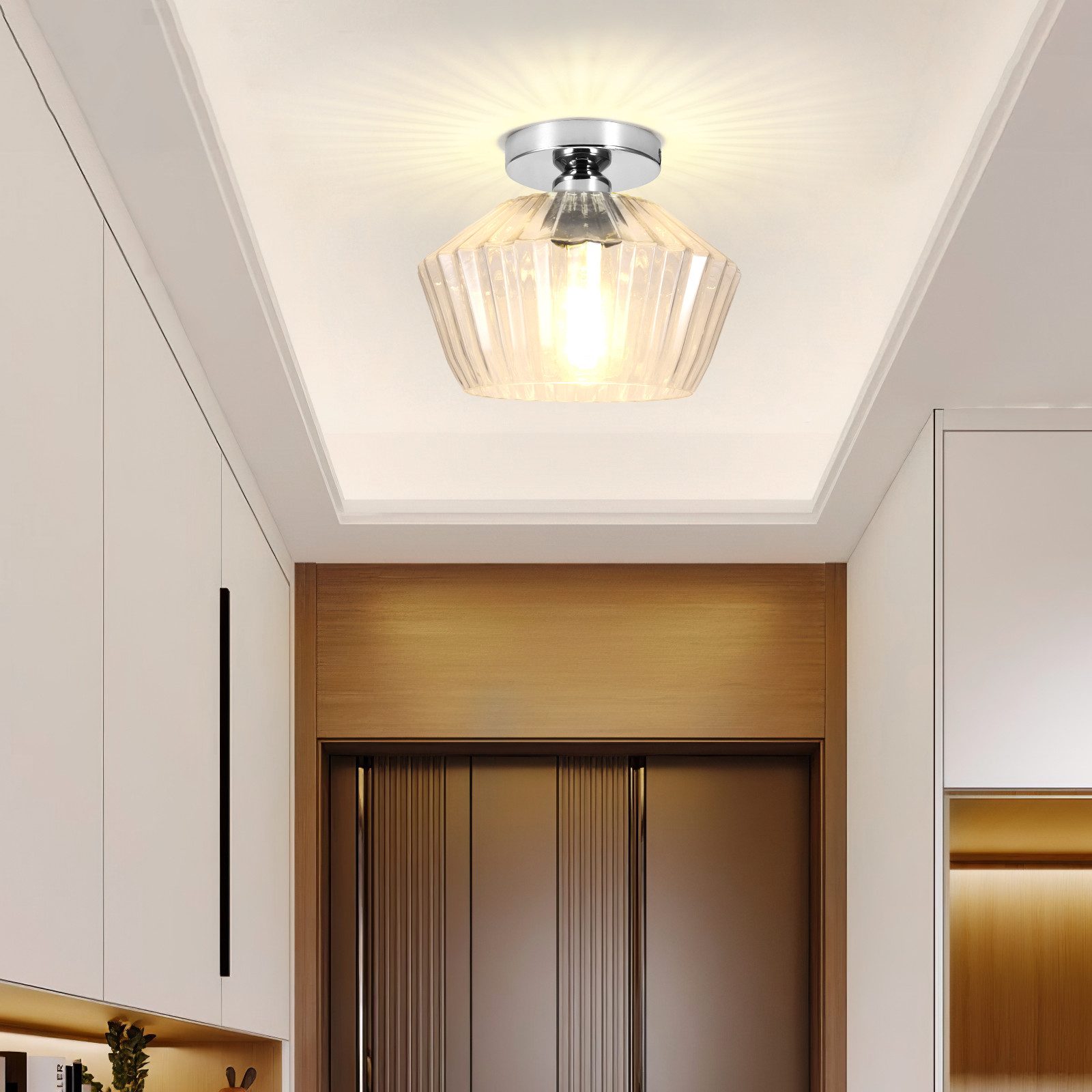 BlingBin Deckenleuchte Kristall Deckenlampe Küchenlampe Ø25cm, günstig online kaufen