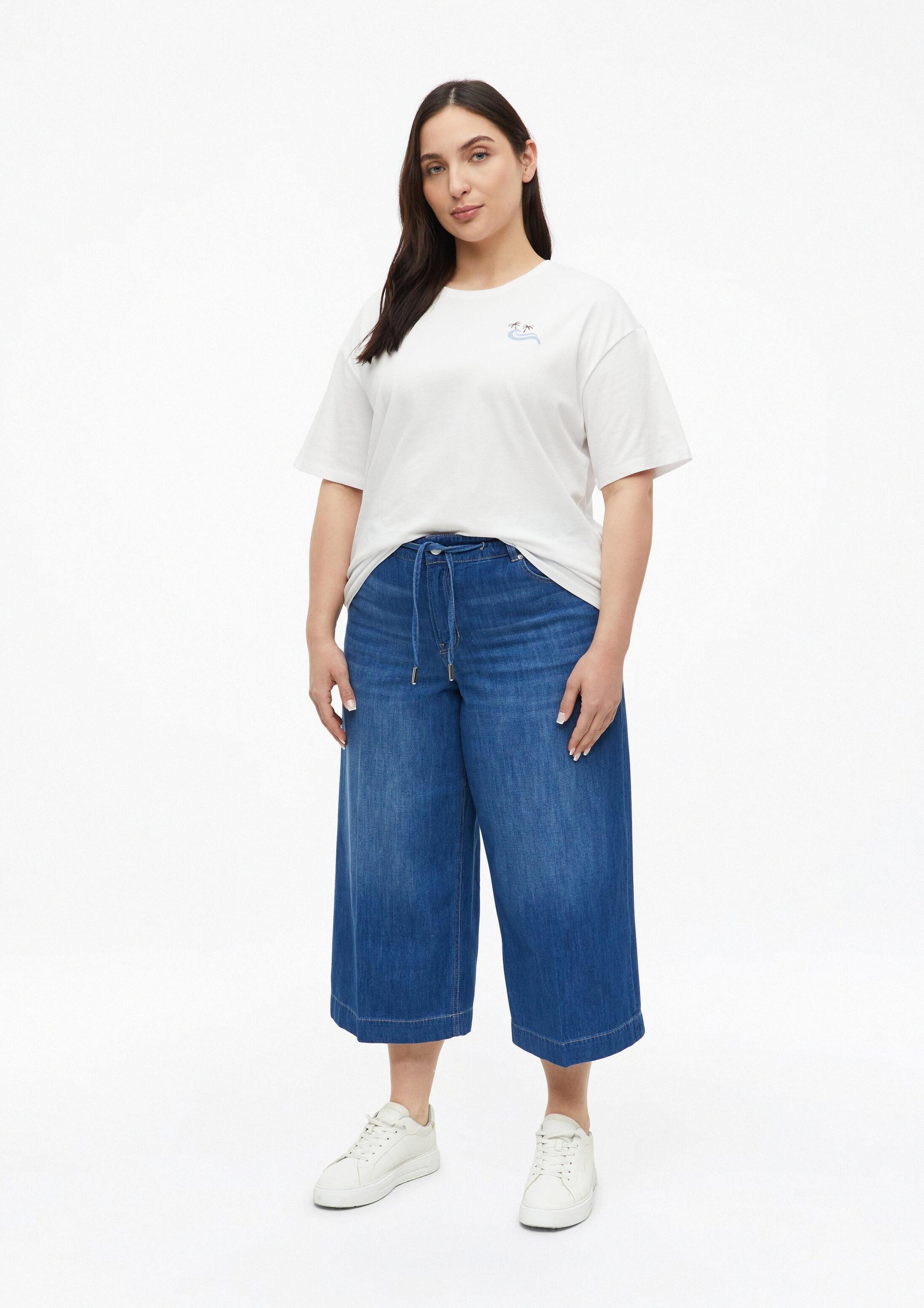 s.Oliver Weite Jeans Jeans-Hose Culotte-Jeans / Relaxed Fit / High Rise / Wide Leg / im Leinenmix