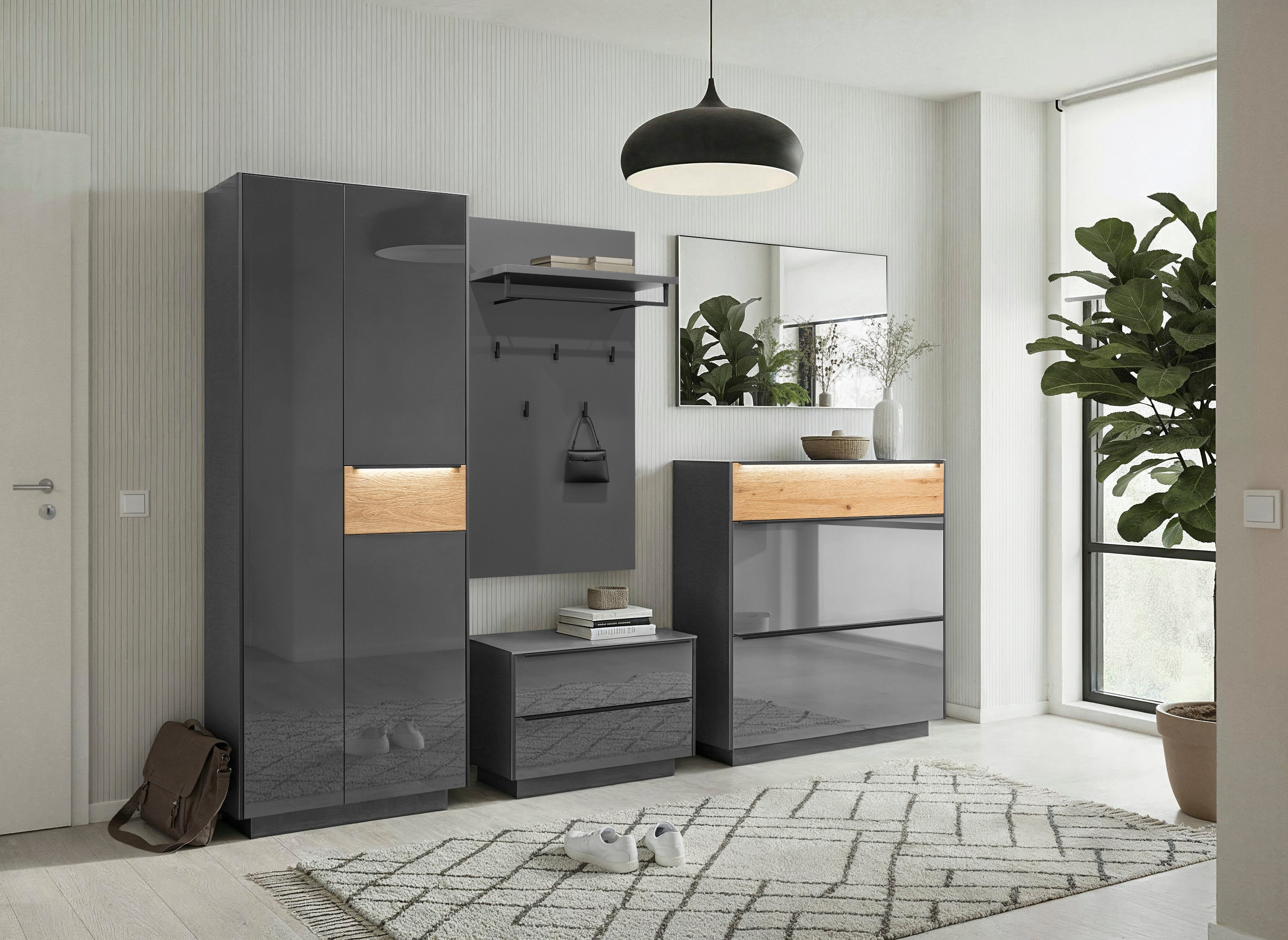 Mäusbacher Schuhschrank Nova Garderobe inkl. Metallschuhkörbe und Griffbeleuchtung BHT 107 x 110 x 32 cm – Bild 2 von 5