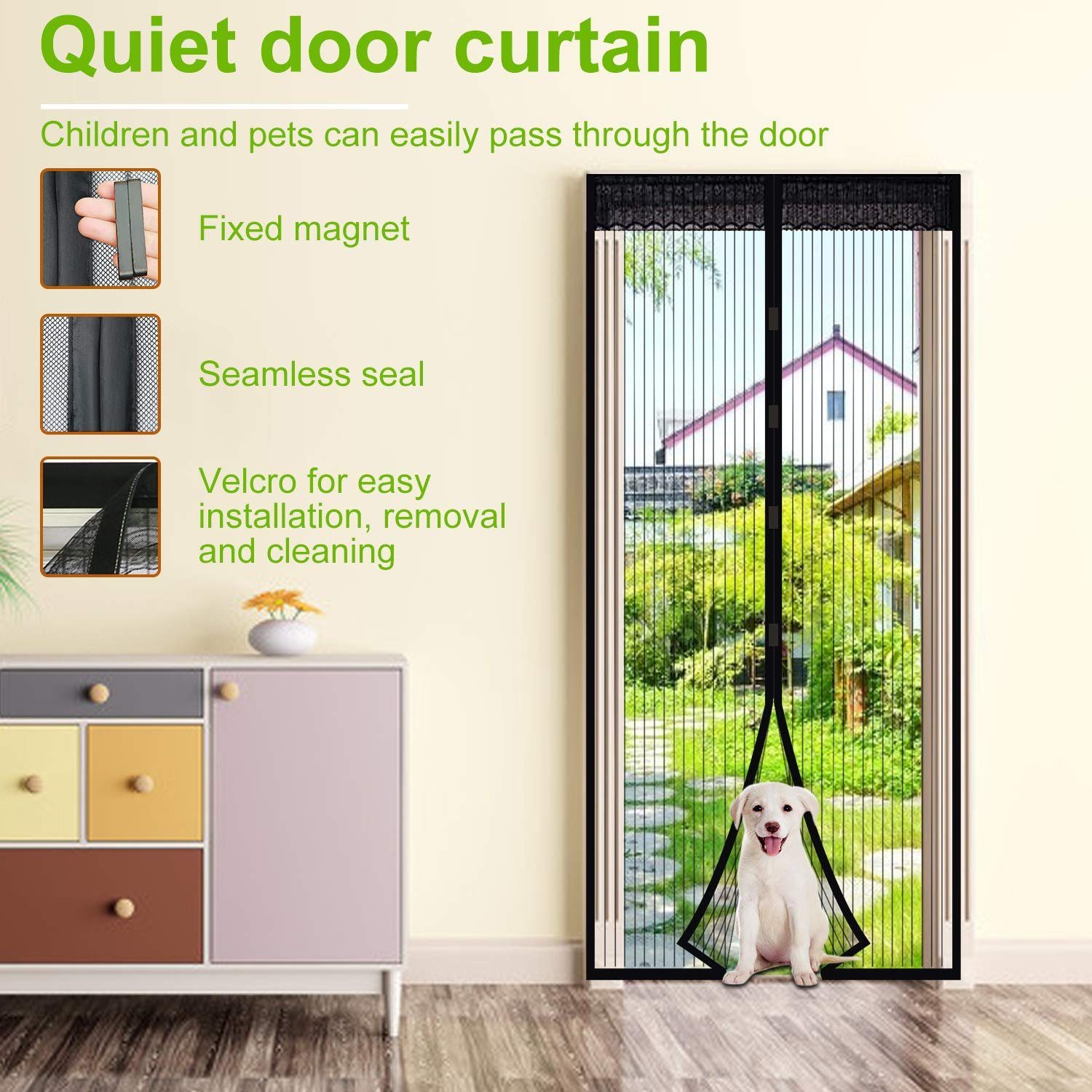 Bohren Balkontür, Tür, Kellertür EXTSUD Fliegengitter Insektenschutz-Vorhang Terrassentür, ohne Magnet Insektenschutz für