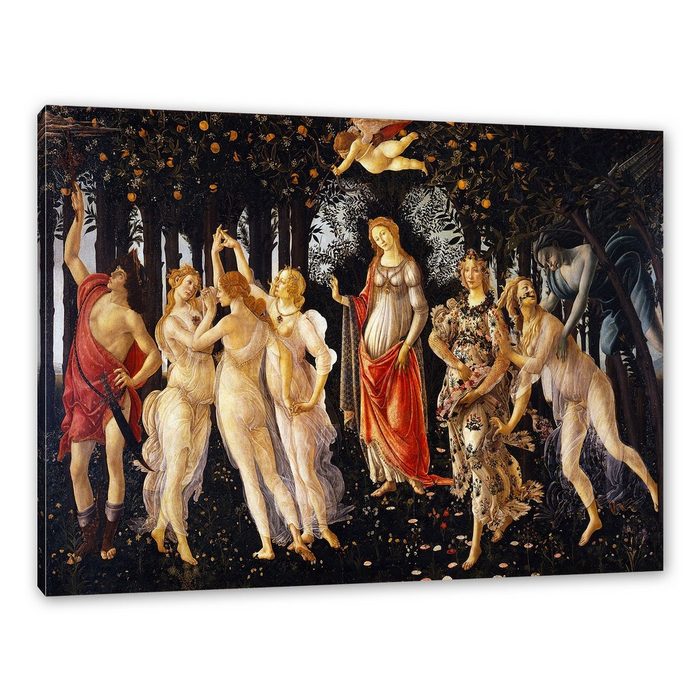 Pixxprint Leinwandbild Sandro Botticelli - Frühling Primavera Wanddekoration (1 St) Leinwandbild fertig bespannt inkl. Zackenaufhänger