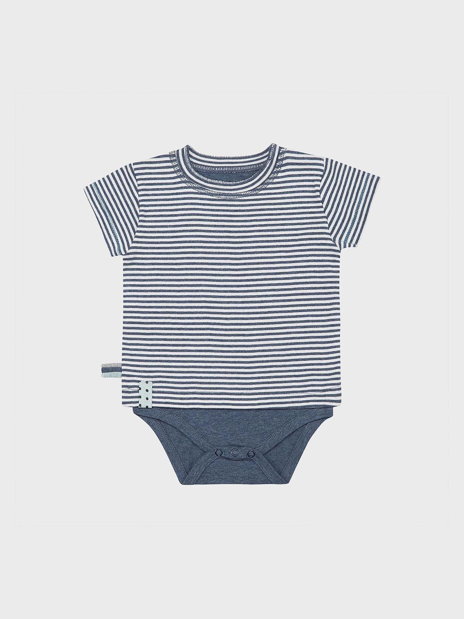 T-Shirt-Body Baby Kurzarm-Bodyshirt aus Bio-Baumwolle,gestreift