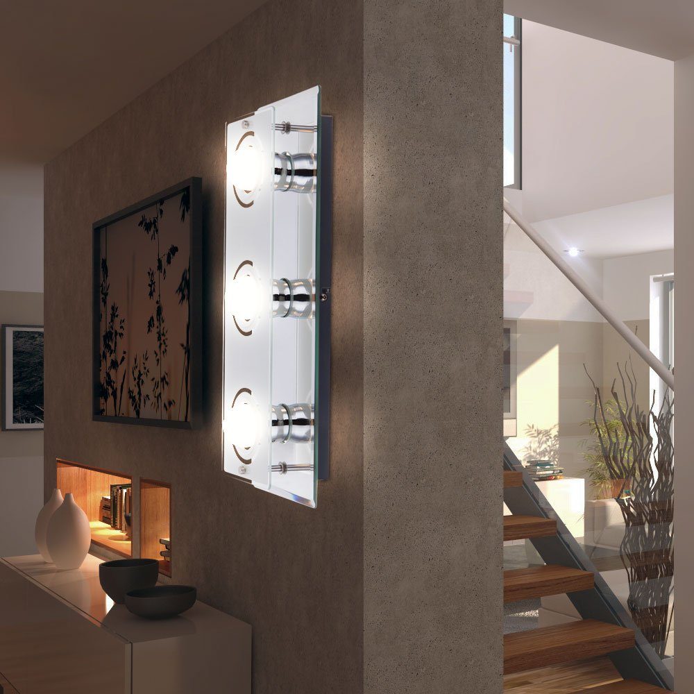 Design LED Wand Leuchte Wohn Zimmer Spiegel Beleuchtung Chrom Lampe satiniert 