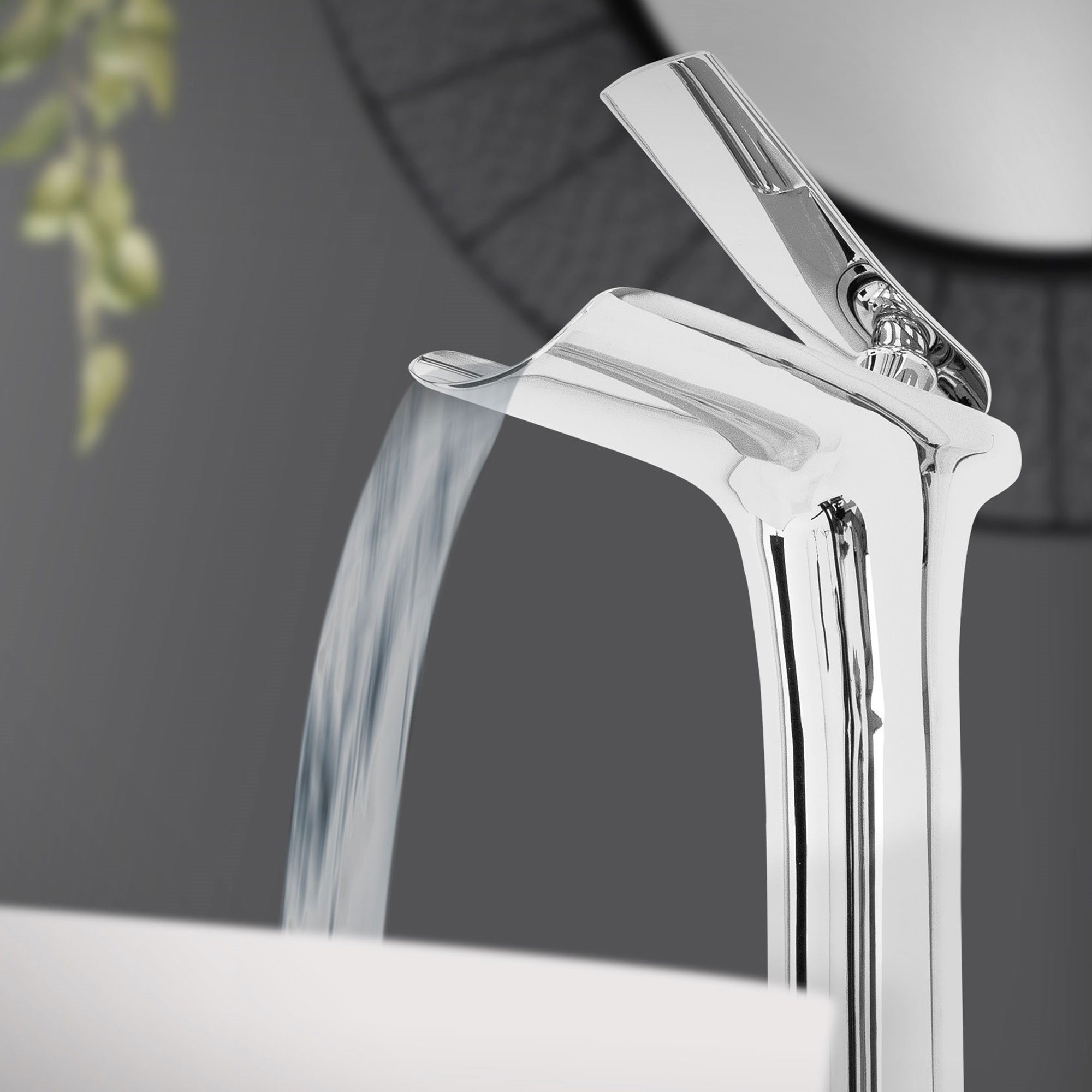 LuxeBath Waschtischarmatur Waschtischarmatur Wasserfall Design 155x48x300 mm Chrom aus Messing