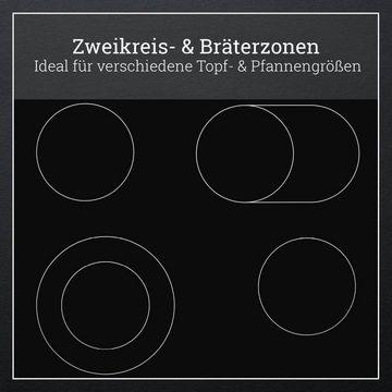vonReiter Elektro-Herd-Set VREHE 7011-3, mit Teleskopauszug nachrüstbar, Bräterzone und Zweikreiszone, Heißluft, 70 L, Timer Digital