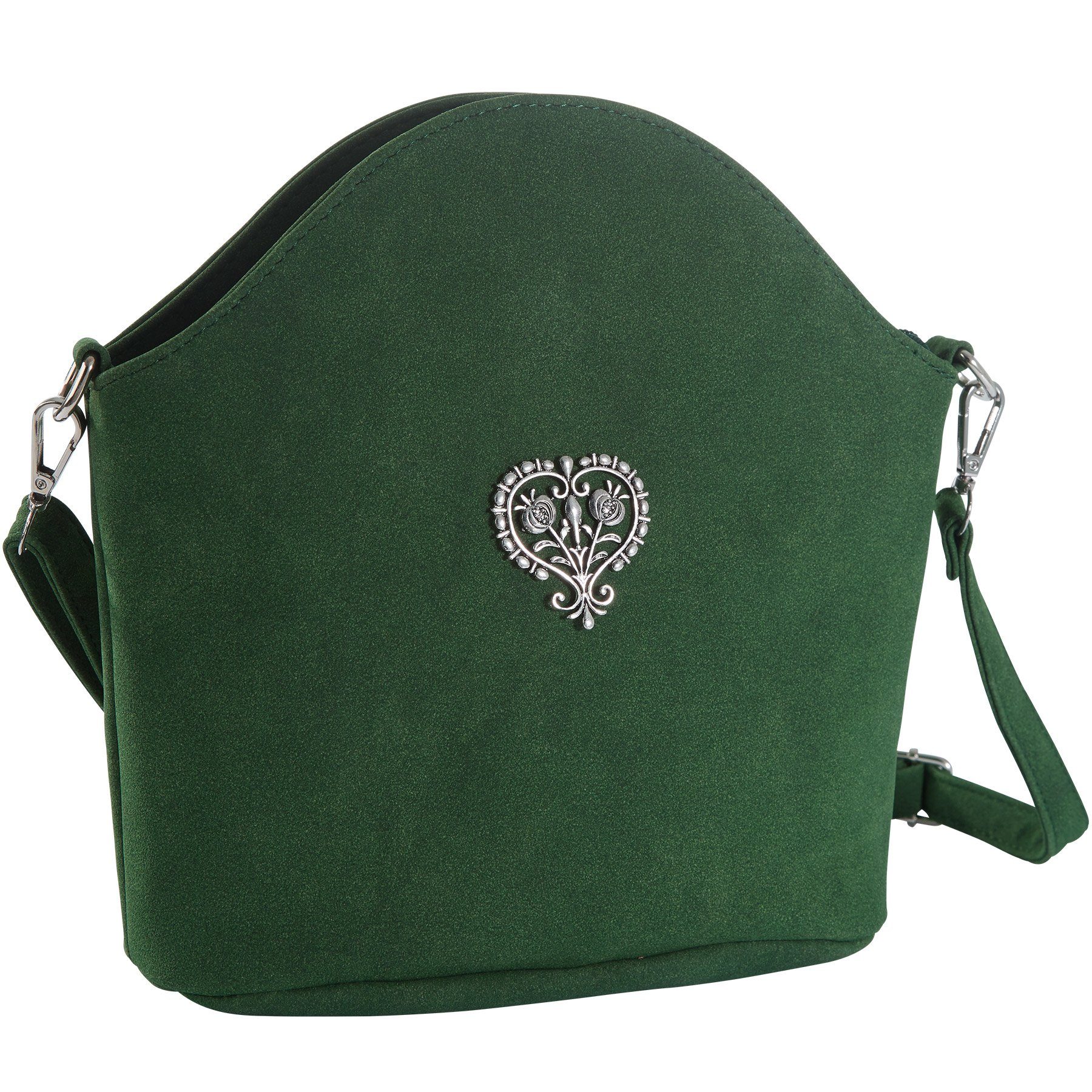 dressforfun Henkeltasche Handtasche, Seitenfach mit Reißverschluss (LxH): ca. 17 x 10 cm (Tragetasche, Konfektionsgröße 0 in grün), Innenmaß (LxBxH) ca. 21 x 4 x 17 cm, Länge des Gurtes: ca. 120 cm