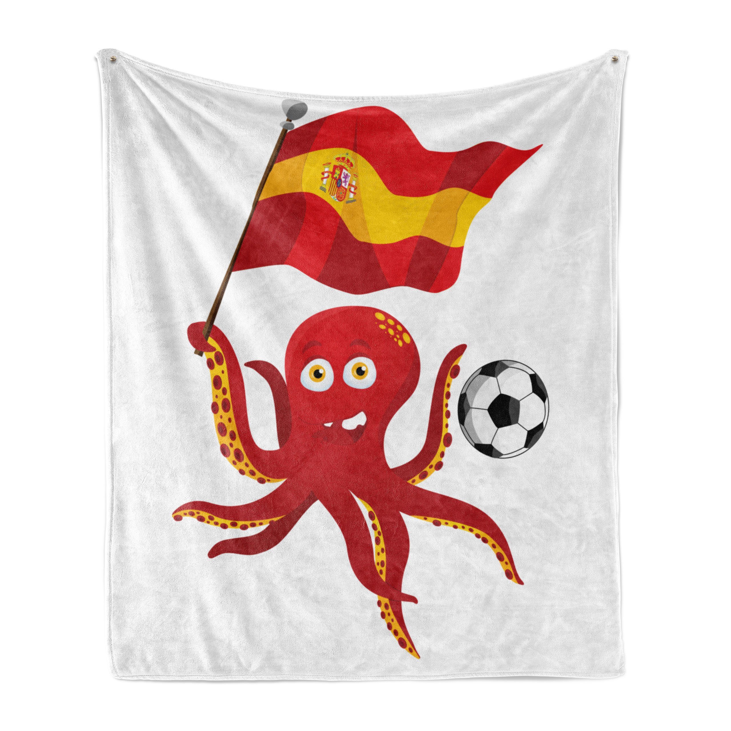 Wohndecke Gemütlicher Plüsch für den Innen- und Außenbereich, Abakuhaus, Pferd Lustige Fußball Octopus und Flagge