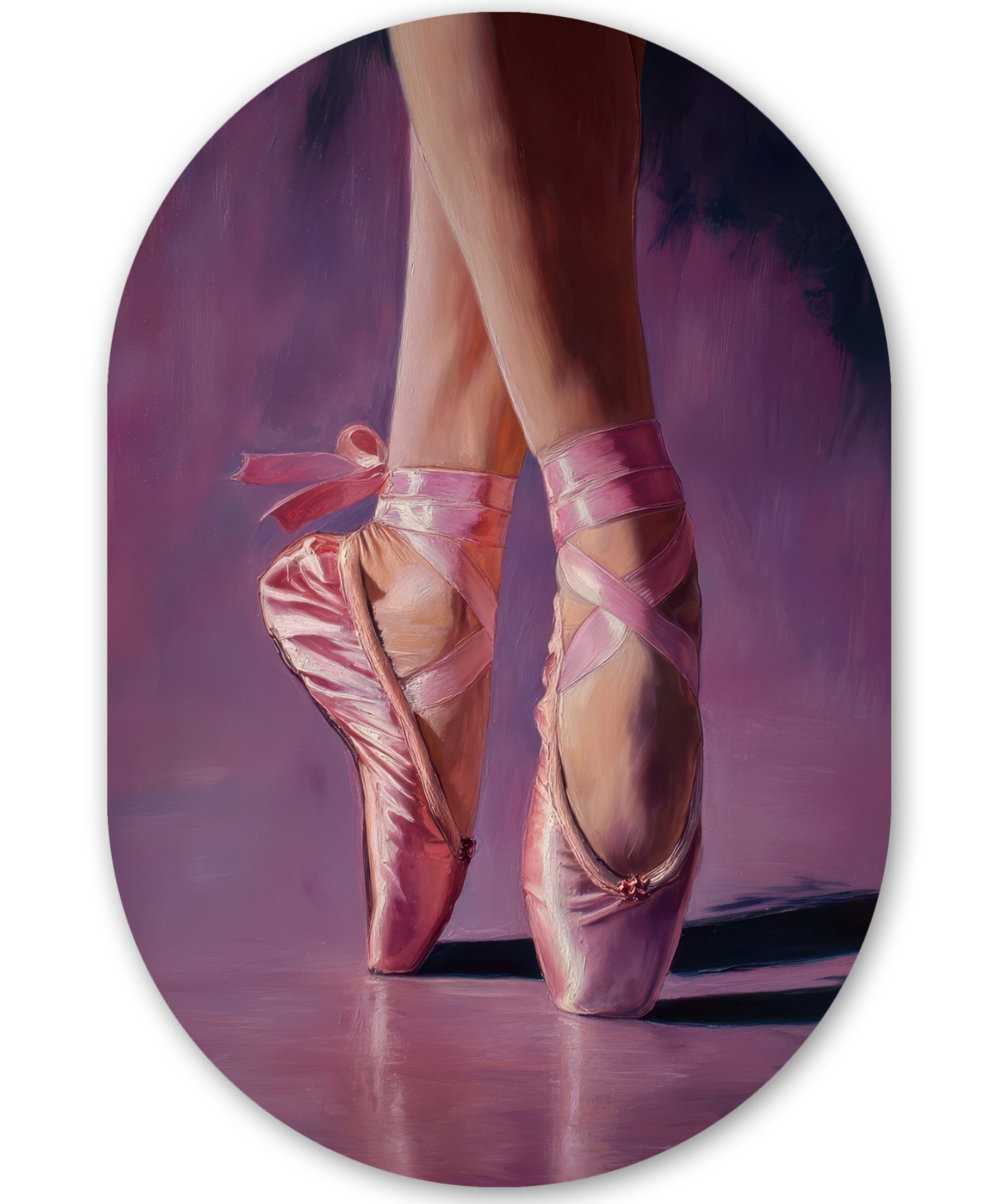 MuchoWow Картина Spitzenschuhe - Lila - Kontrast, Fotodruck (1 St), Wandbild Oval, Wohnzimmer oder Schlafzimmer Wanddekoration, 40x60 cm