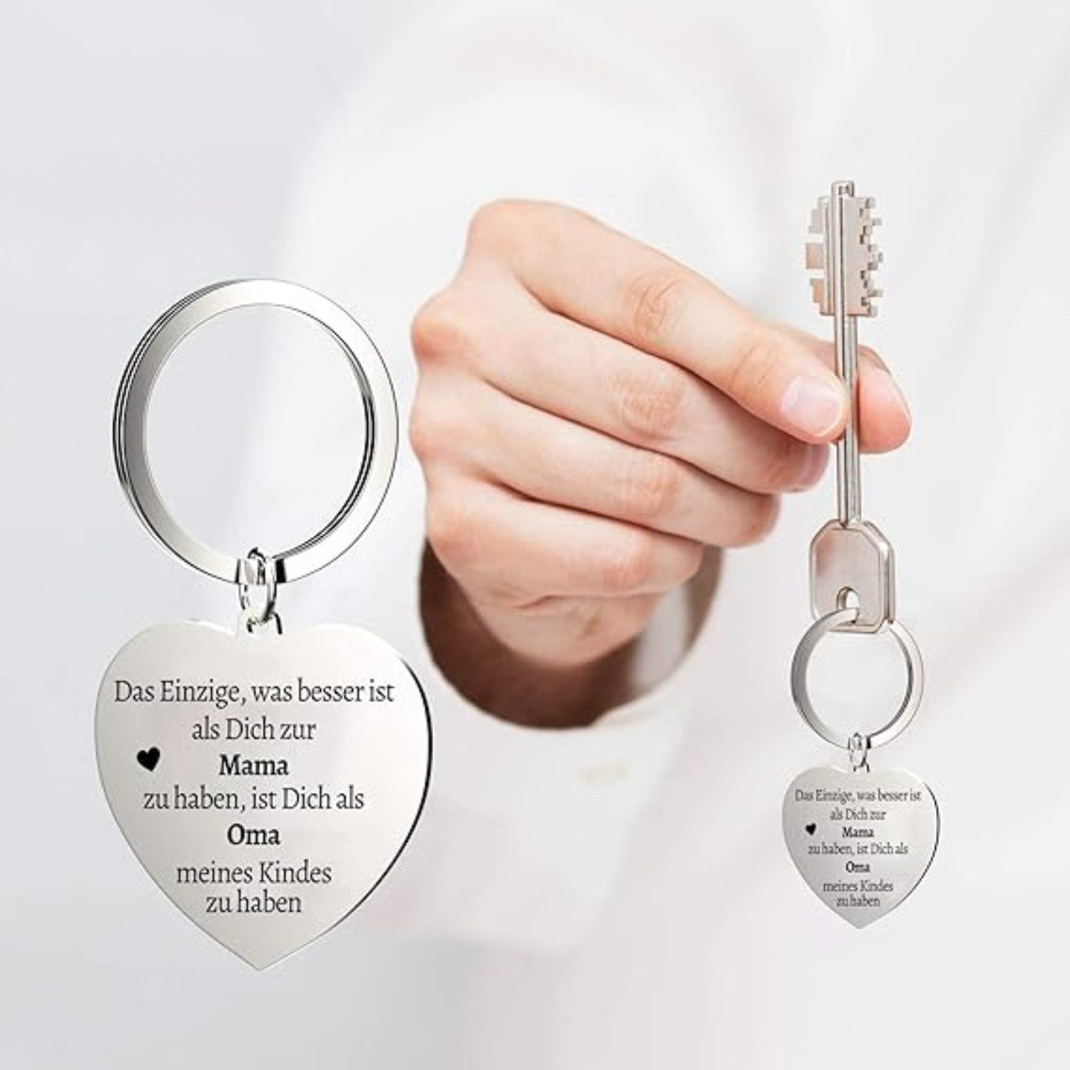 Geschenkehöhle Schlüsselanhänger Schlüsselanhänger in Herzform mit edler Gravur Geschenk für Mama & Oma, Edler Herzanhänger mit Gravur – das perfekte Geschenk für Mama & Oma
