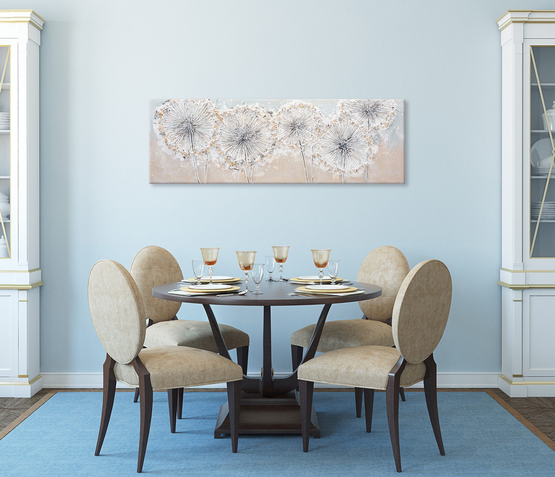 Bönninghoff Ölgemälde handarbeit PUSTEBLUMEN 40x120 cm – Wandbild Kunst Deko, Blumen (1 St), handgefertigt, jedes Bild ein Unikat – Bild 5 von 5