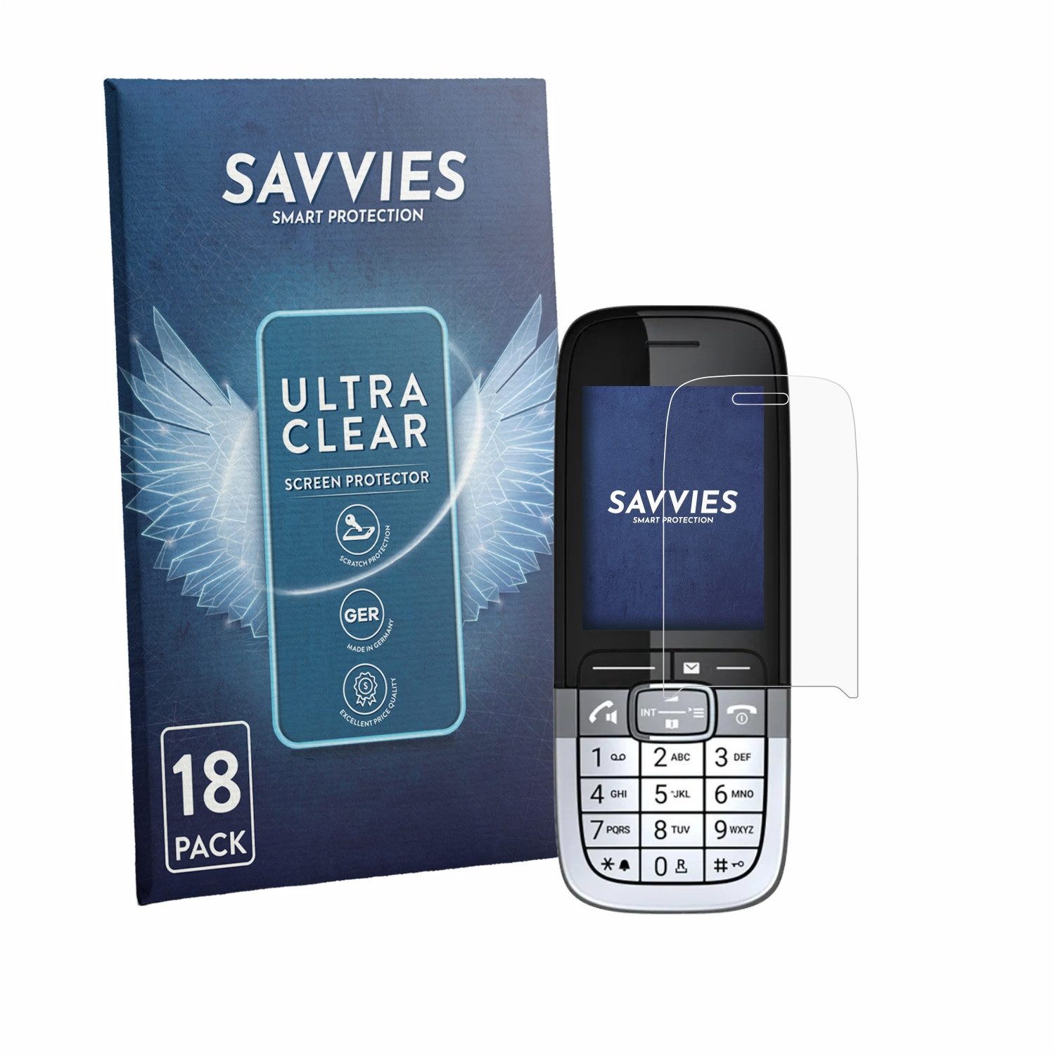 Savvies Displayschutzfolie Schutzfolie für Mitel OpenScape DECT Phone SL7, 18 Stück, Displayschutz Schutz Folie Klar Transparent