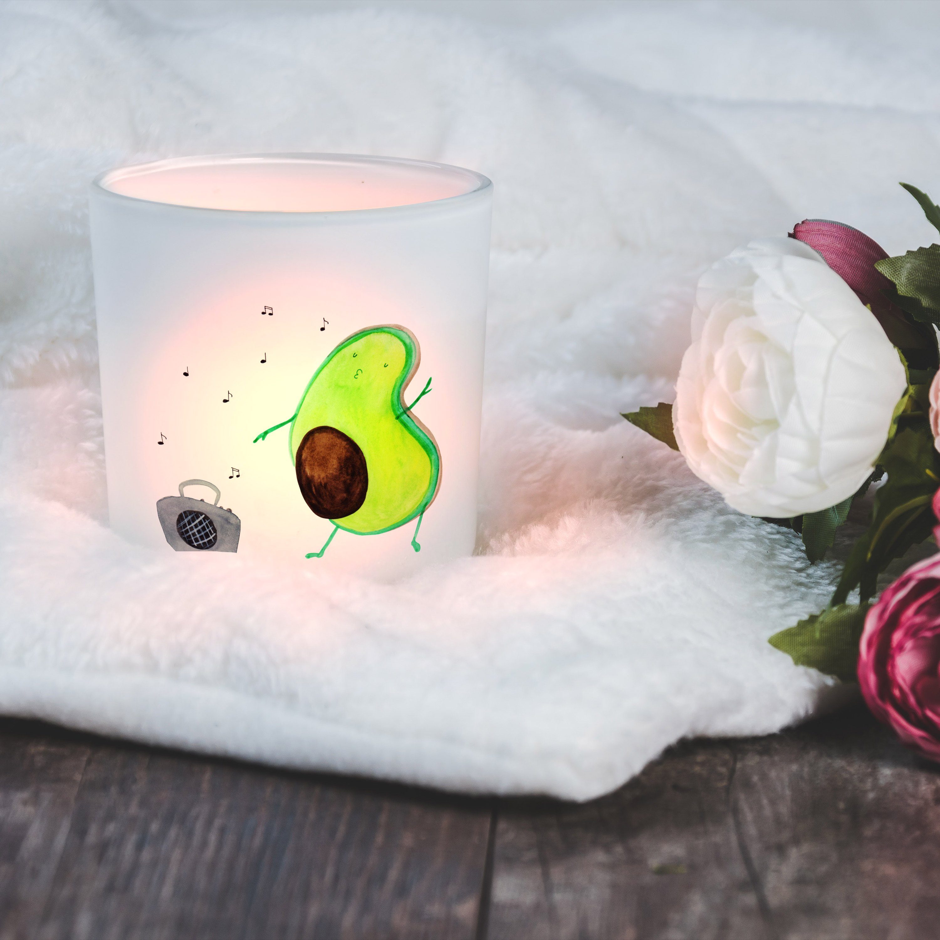 Gesund, Mr. (1 St) Mrs. Kerze tanzt Geschenk, Transparent Panda - Teelichthalter, Avocado & - Windlicht