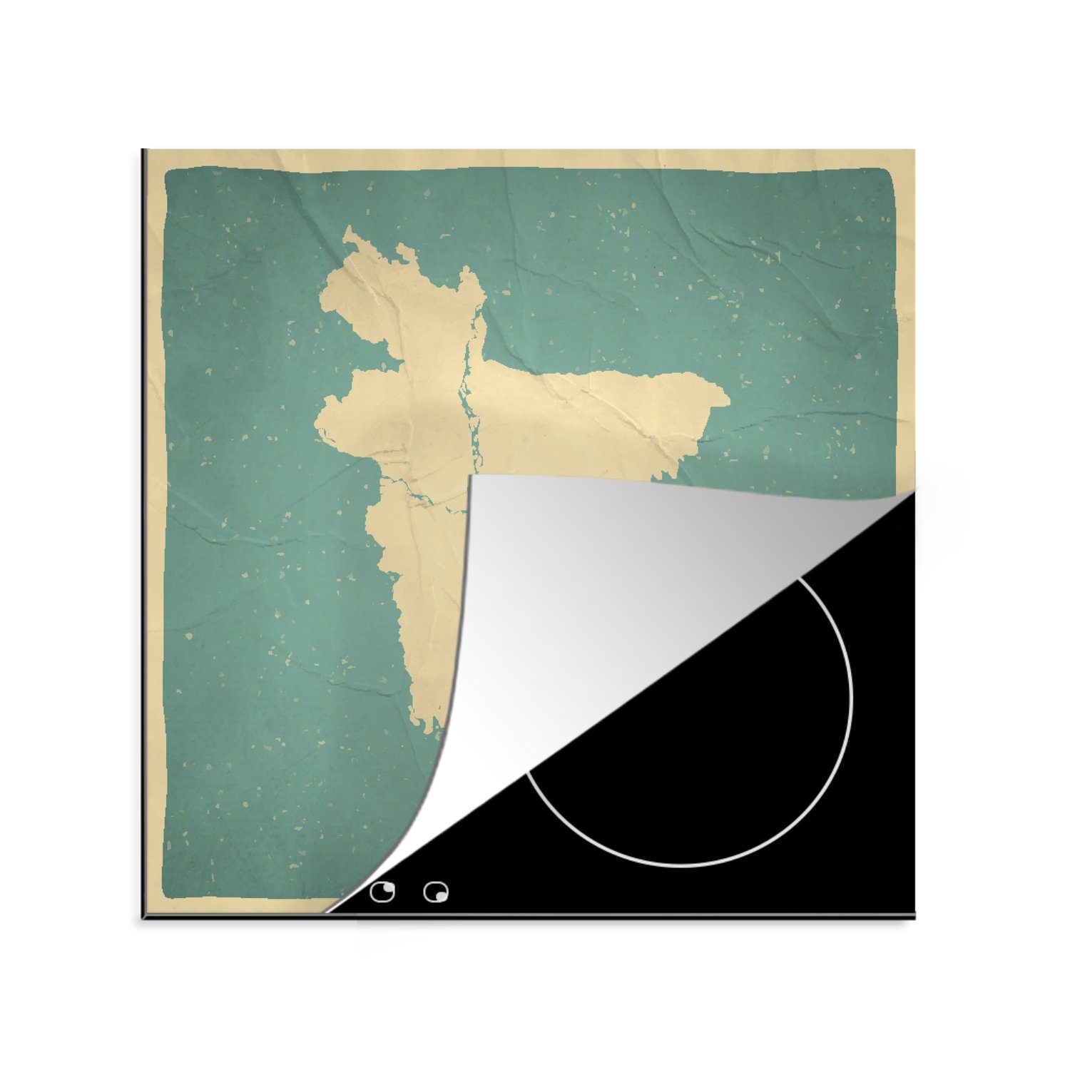 MuchoWow Herdblende-/Abdeckplatte Eine cm, küche Dhaka Arbeitsplatte 78x78 auf tlg), Karte Vinyl, Bangladesch, einer von (1 Ceranfeldabdeckung, Illustration für von