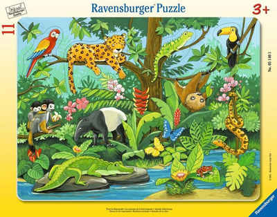 Ravensburger Rahmenpuzzle Rahmenpuzzle Tiere im Regenwald 11 Teilen, 8 Puzzleteile