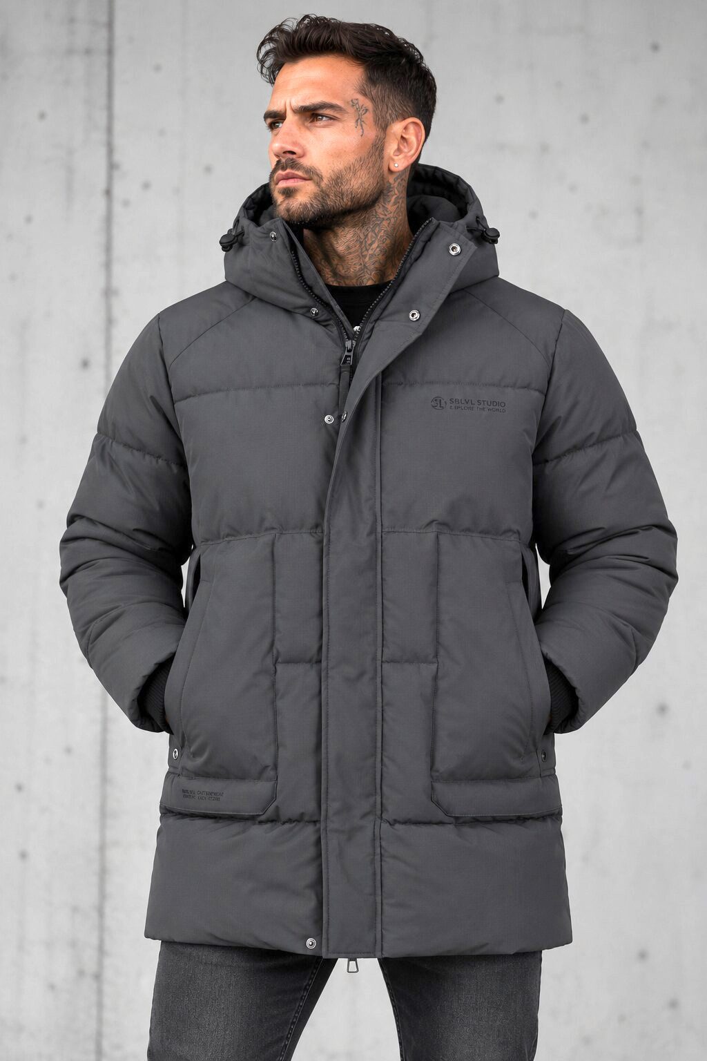 SUBLEVEL Steppjacke Herren Winterjacke Parka Mantel Übergangsjacke Jacke Warm Modern Perfekte Passform Hochwertige Verarbeitung, Angenehm weich & bequem