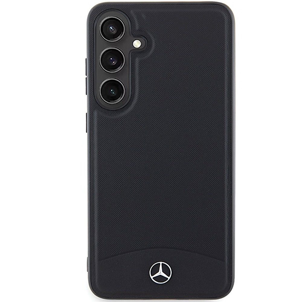 Mercedes Handyhülle Lederschale Schutzhülle Magnethülle, Echtleder, Magnetring, erhöhte Kanten, Metall-Logo