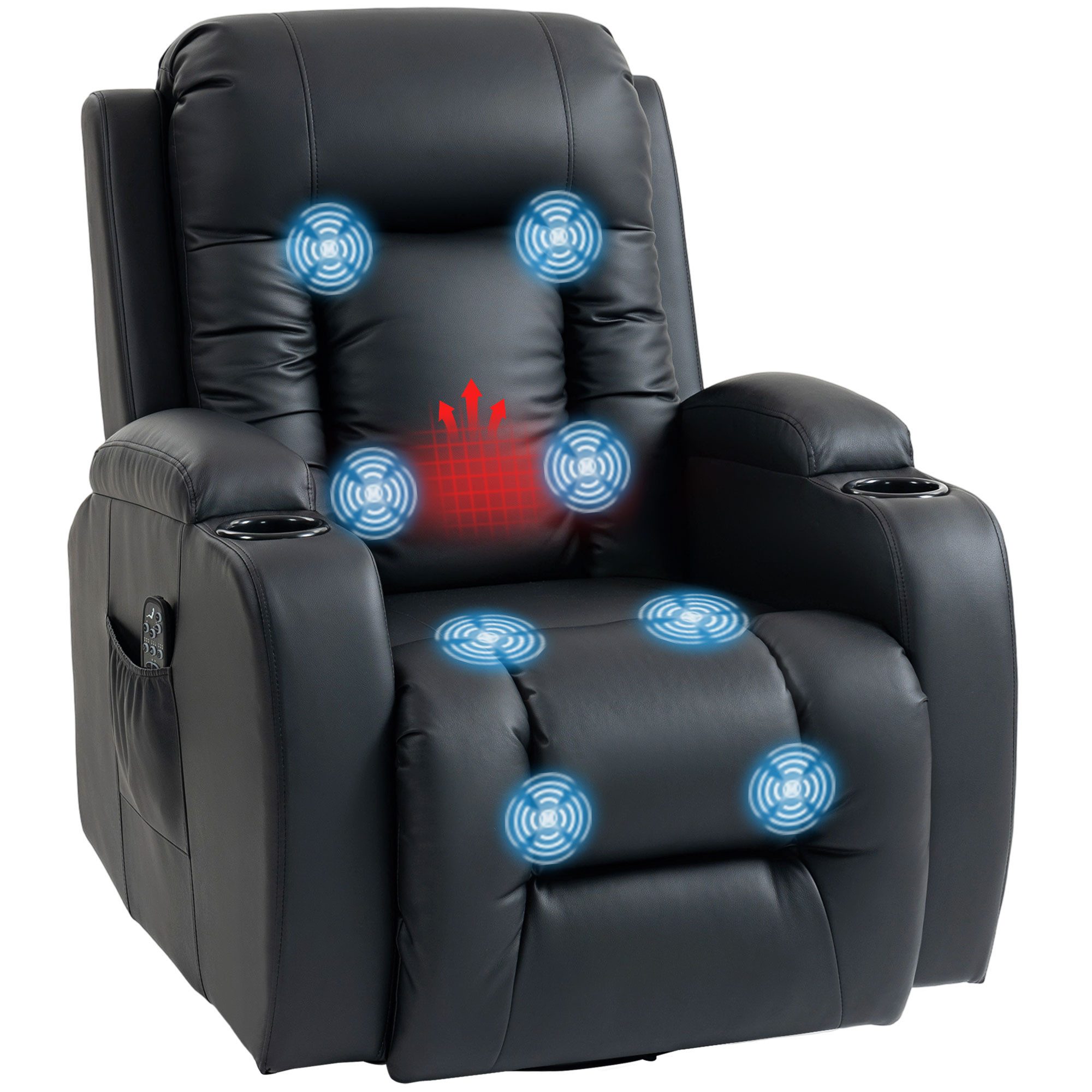 BAYMATE Massagesessel Massagesessel mit Wipp-, Liege- & Wärmefunktion, 3 Modi (drehbar, Schwarz)
