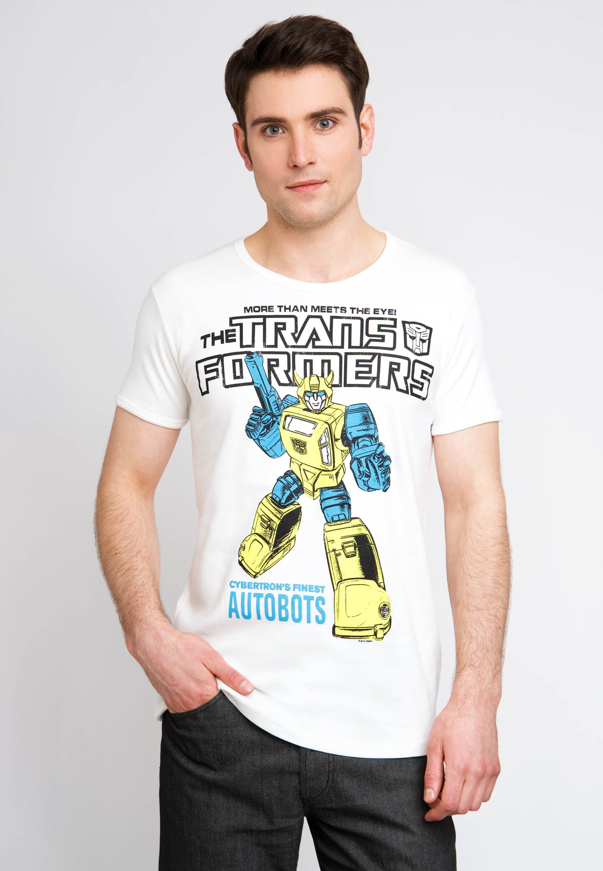 großflächigem LOGOSHIRT Bumblebee T-Shirt Autobots Frontprint mit