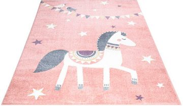 Kinderteppich ANIME890, Carpet City, rechteckig, Höhe: 11 mm, Kinderzimmer Teppich Modern mit Mond, Blumen, Wolken, Creme, Multi