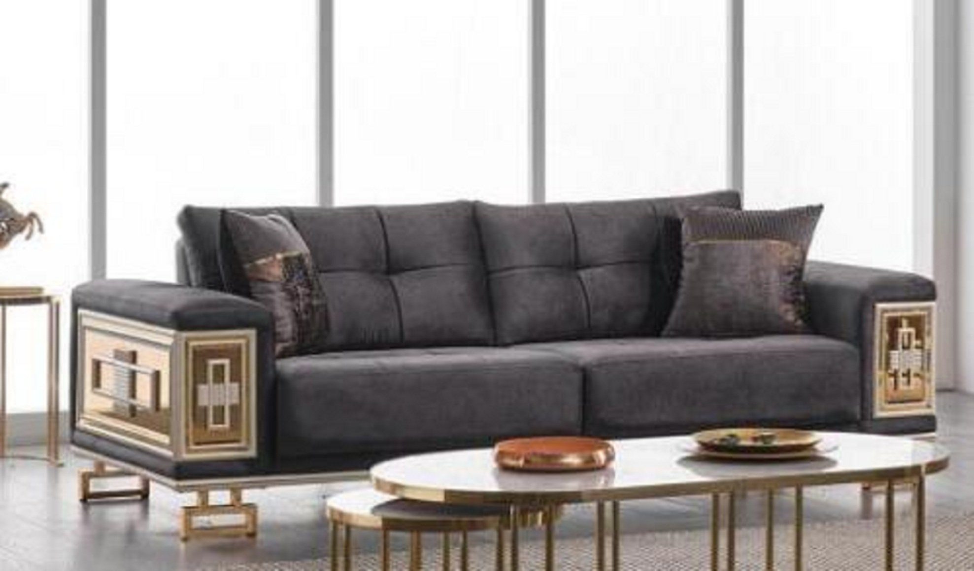 Moderne Sofa Europe Dreisitzer in 3 Sessel + JVmoebel 2x 3tlg, Edelstahlmöbel Sitzer Sessel), Couchgarnitur (3-St., Made Wohnzimmer-Set Wohnzimmer