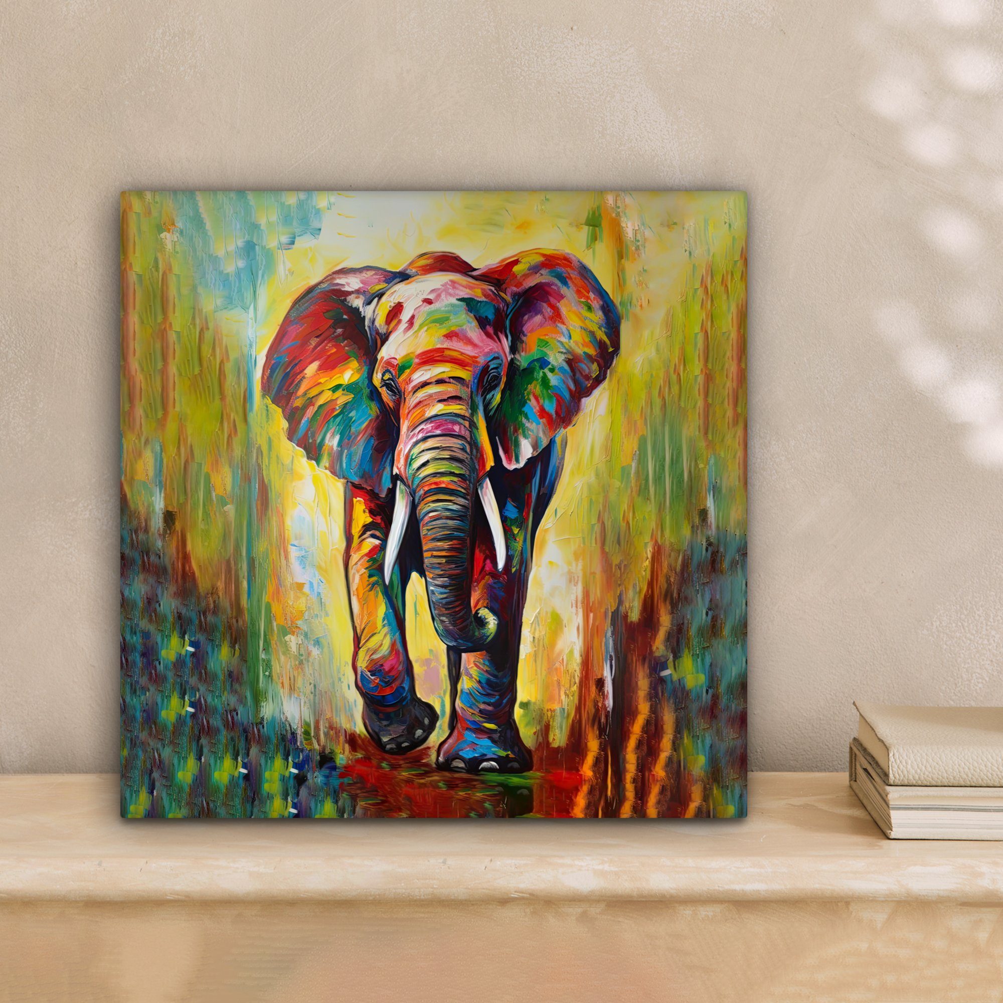OneMillionCanvasses® Leinwandbild Elefant - Kunst - Malerei - Tiere - Regen günstig online kaufen