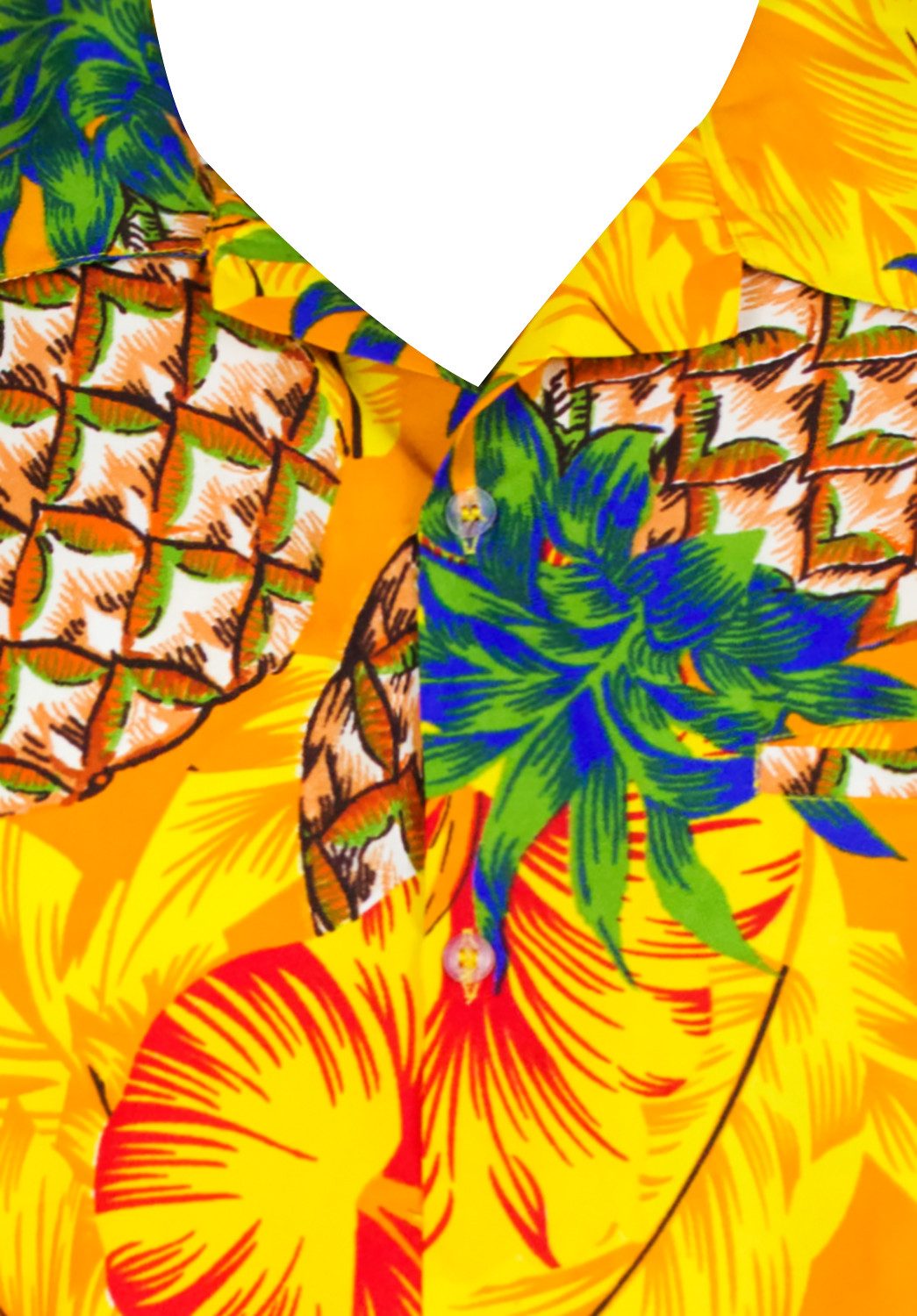 King Kameha Hawaiihemd Pineapple Hibiscus Funky Hawaii-Hemd Kurzarm Front-Tasche Unisex