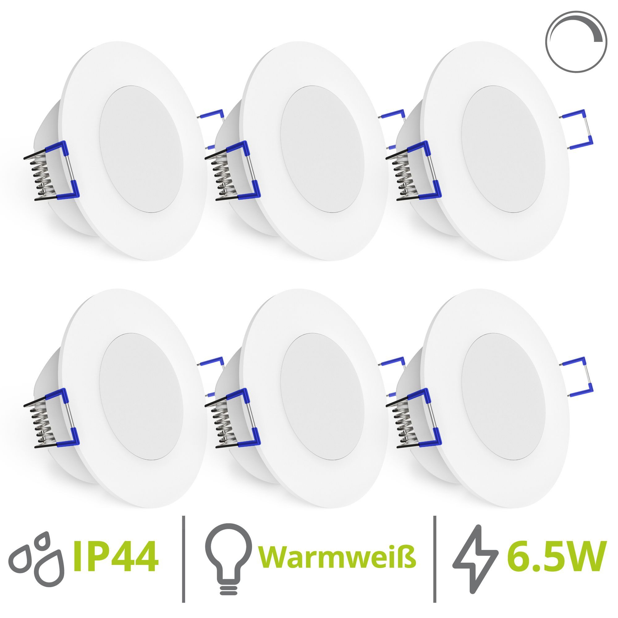 linovum LED Einbaustrahler 6x WEEVO Einbauleuchten mit LED dimmbar warmweiß 6,5W Deckenlampe Spot, Warmweiß