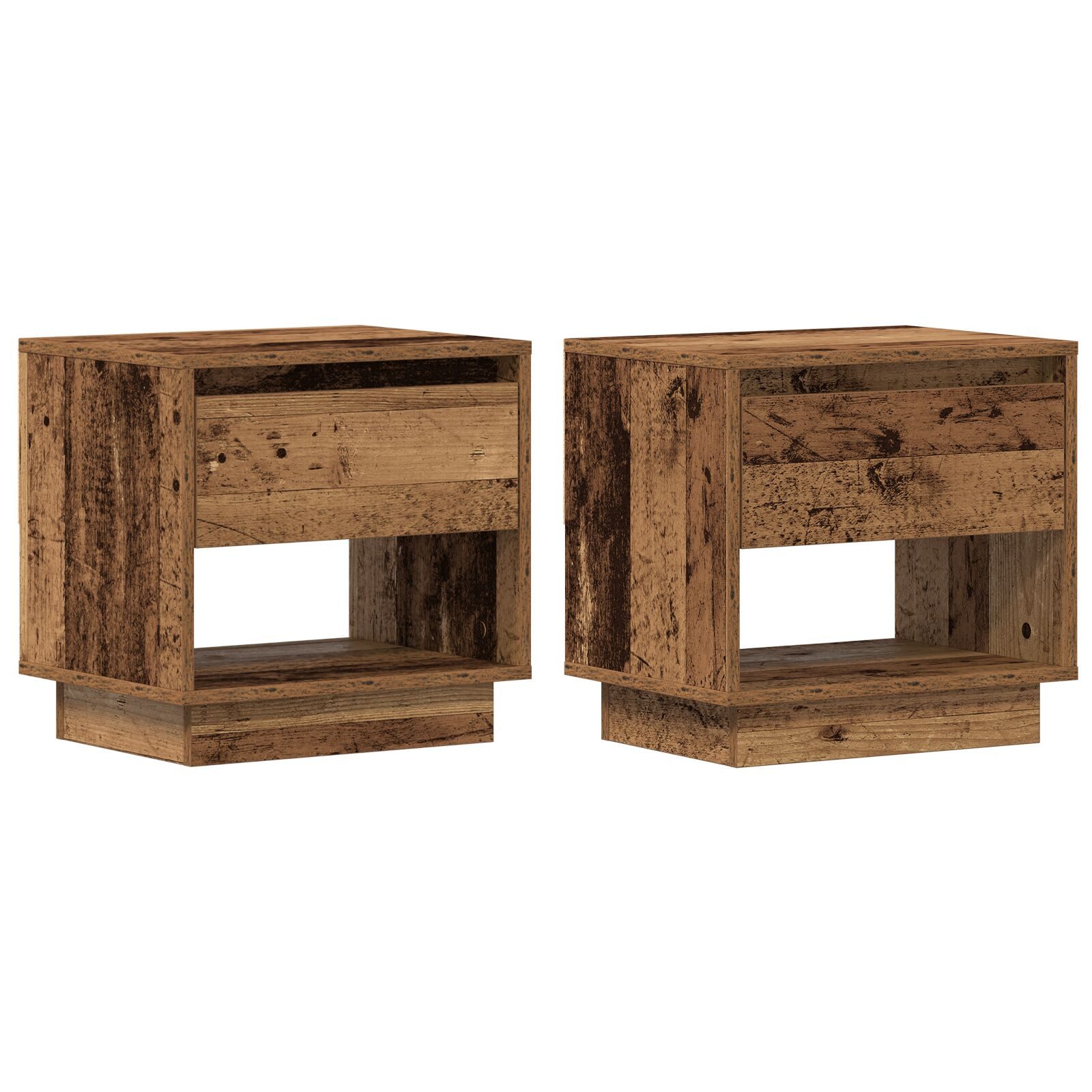 vidaXL Nachttisch 45 x 34 x 44 cm Nachttisch 2 Stück Alte Holz 45x34x45 cm Ingenieurholz